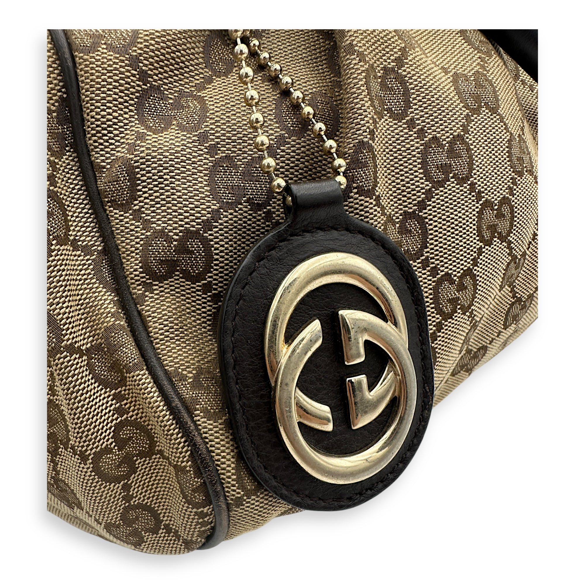 Sukey Top Handle Bag Brown in Canvas, Gold hardware