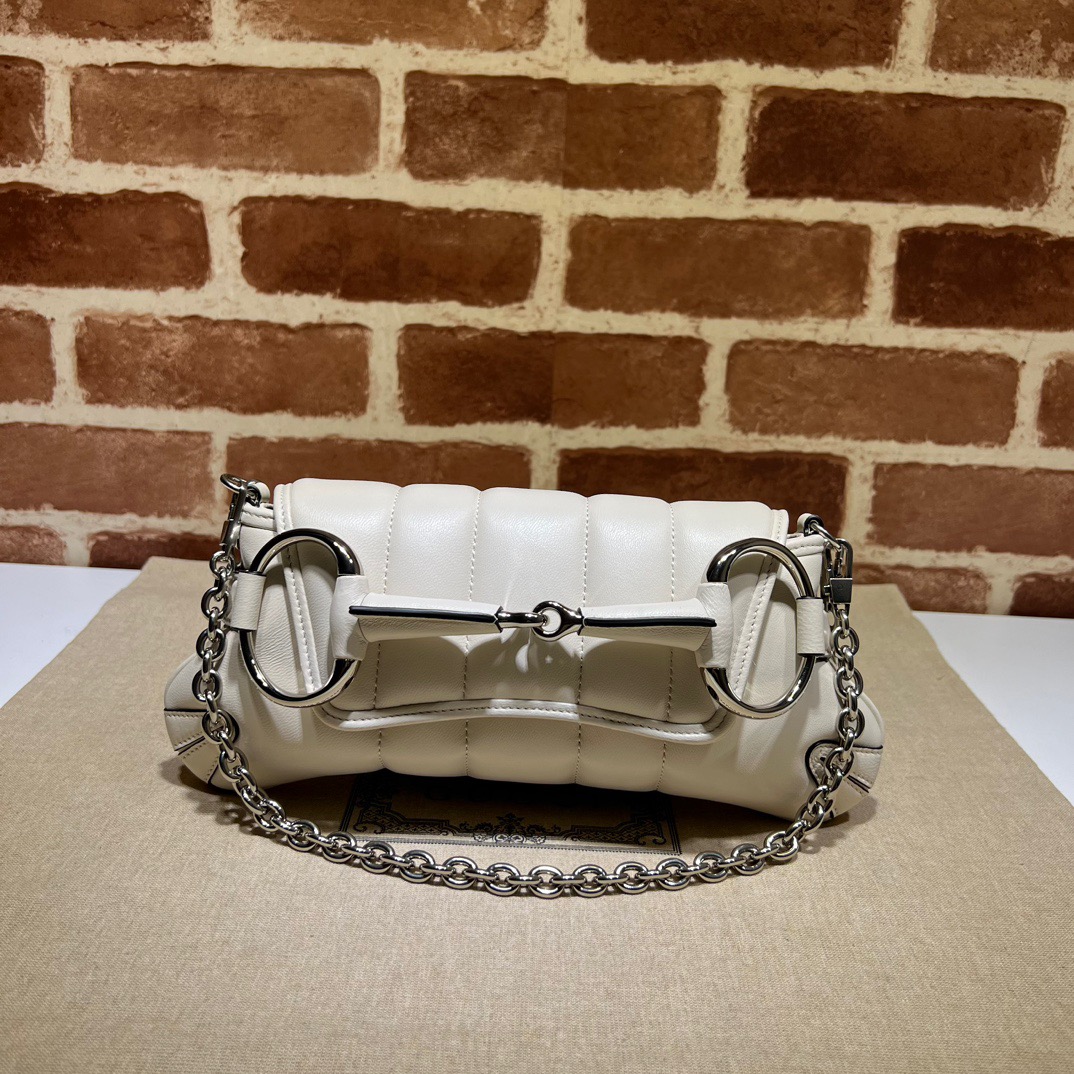 Gucci Horsebit Chain Small Shoulder Bag White - Bag