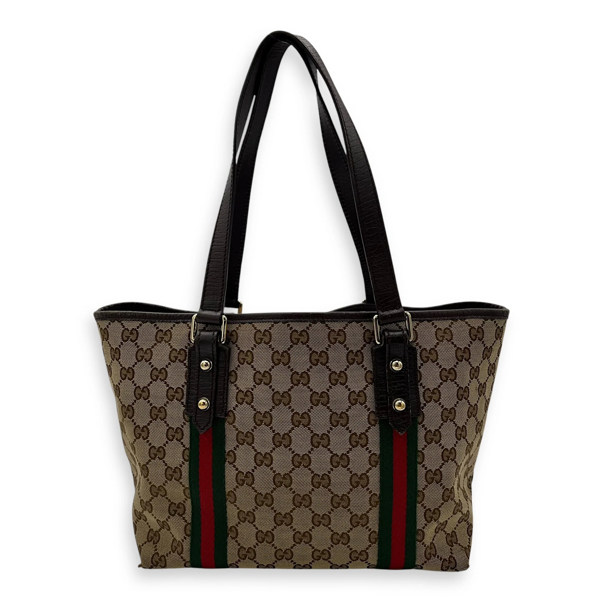 GG Tote Bag Brown in Canvas, Gold hardware