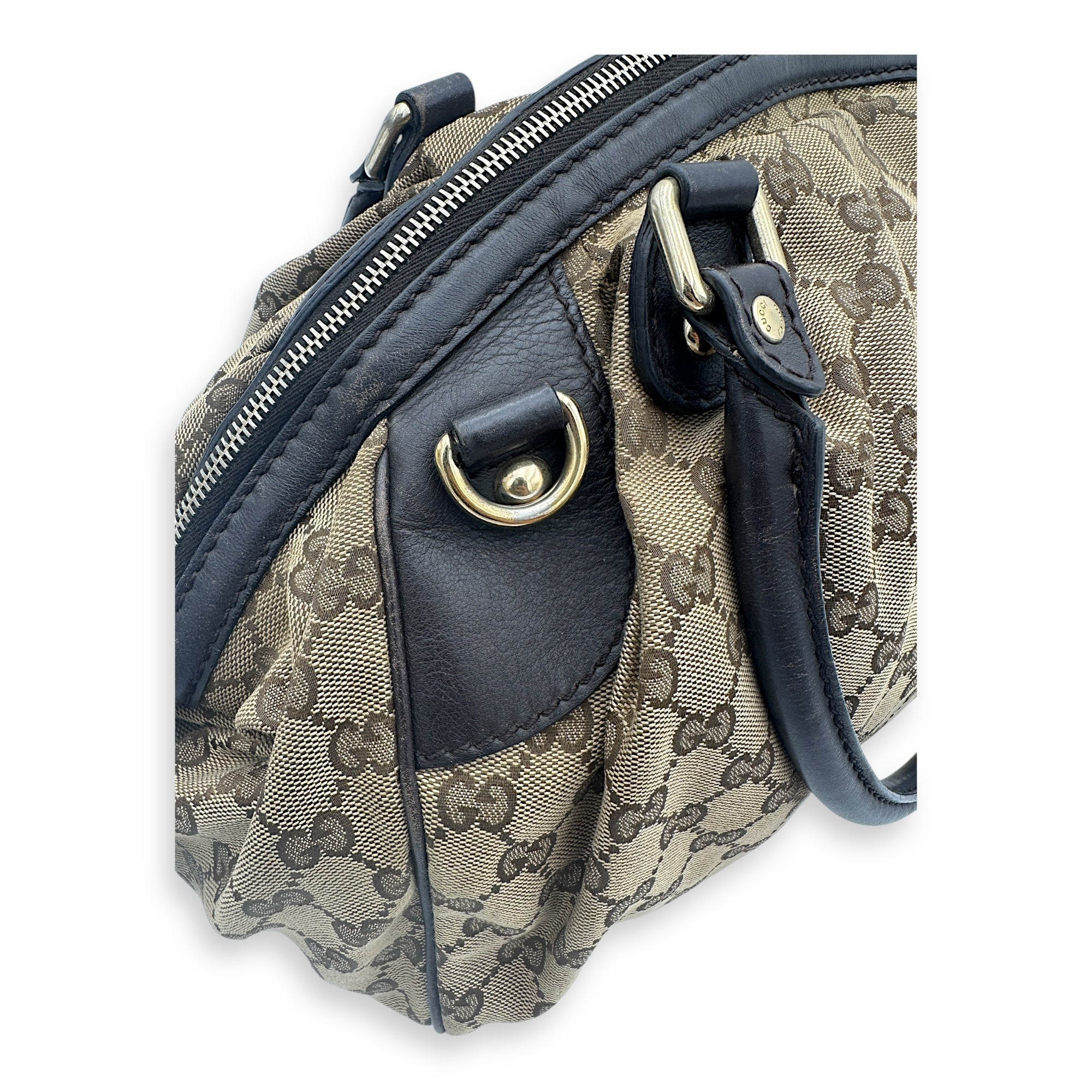 Sukey Top Handle Bag Brown in Canvas, Gold hardware