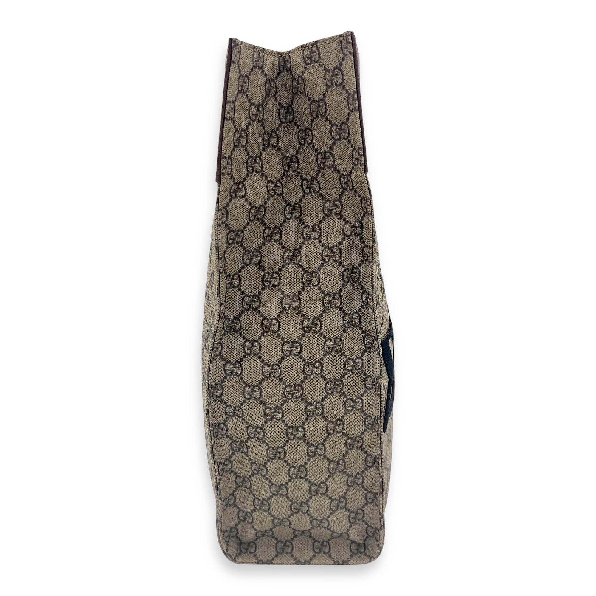 X Disney Donald Duck Soft GG Supreme Brown Top Handle Bag in Monogram Coated Canvas, Gold hardware