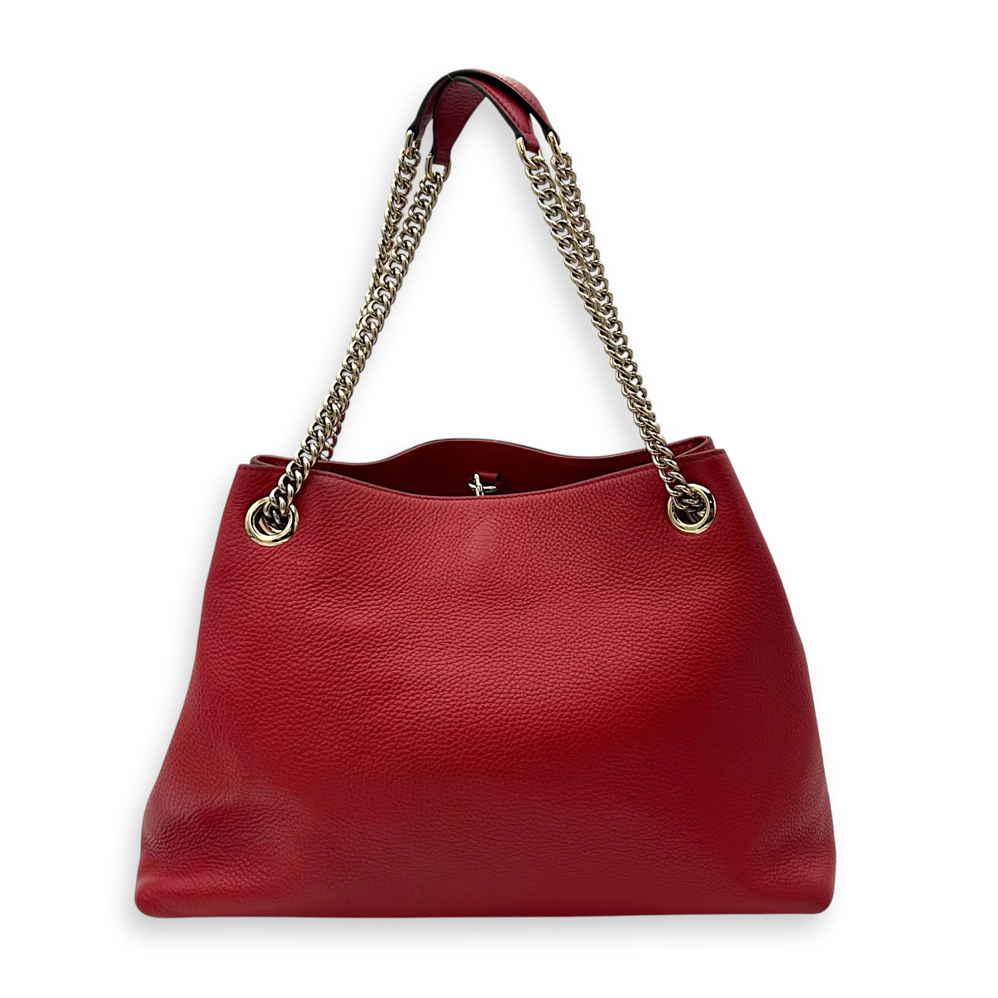 Soho Shoulder Bag Red in Calfskin, Gold hardware