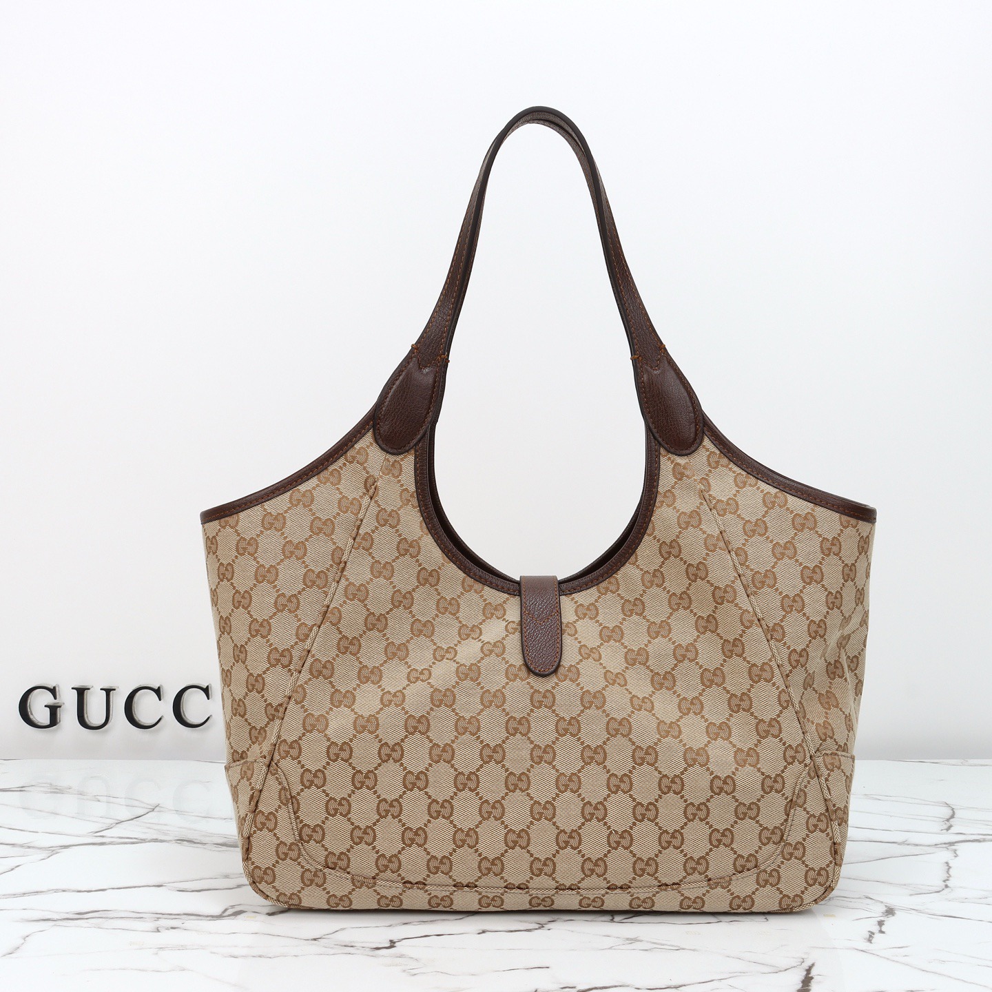 Gucci Mercato tote bag Sand and dark brown GG canvas - Bag