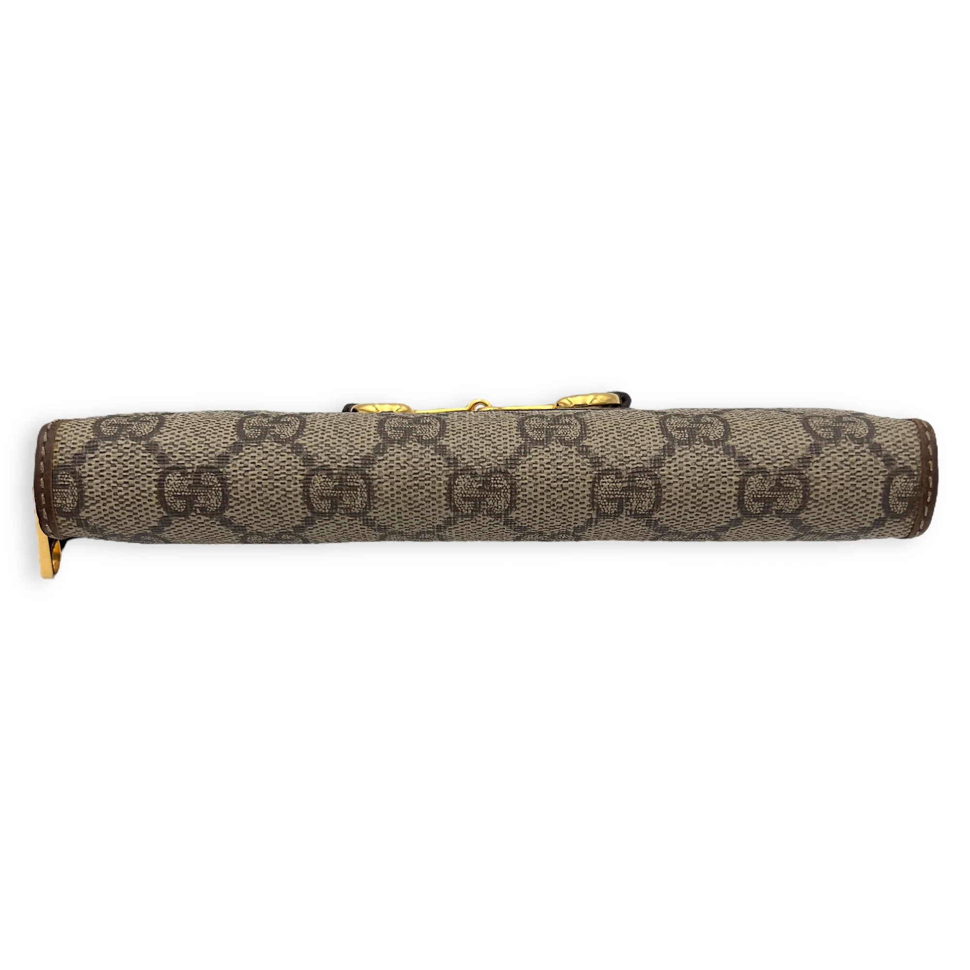 Horsebit 1955 Wallet Brown in Monogram Coated Canvas, Gold hardware