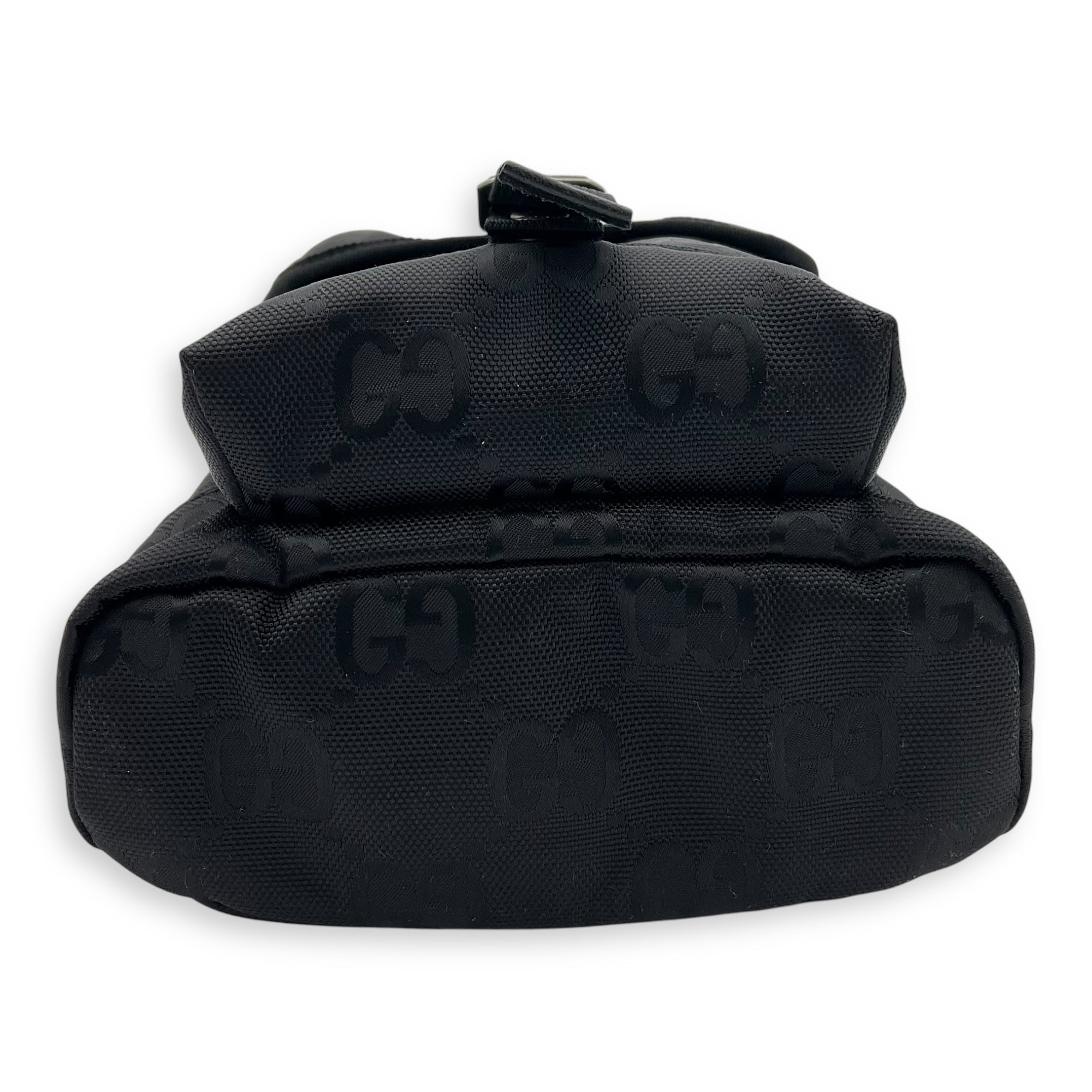 GG Backpack Black in Nylon, Silver hardware