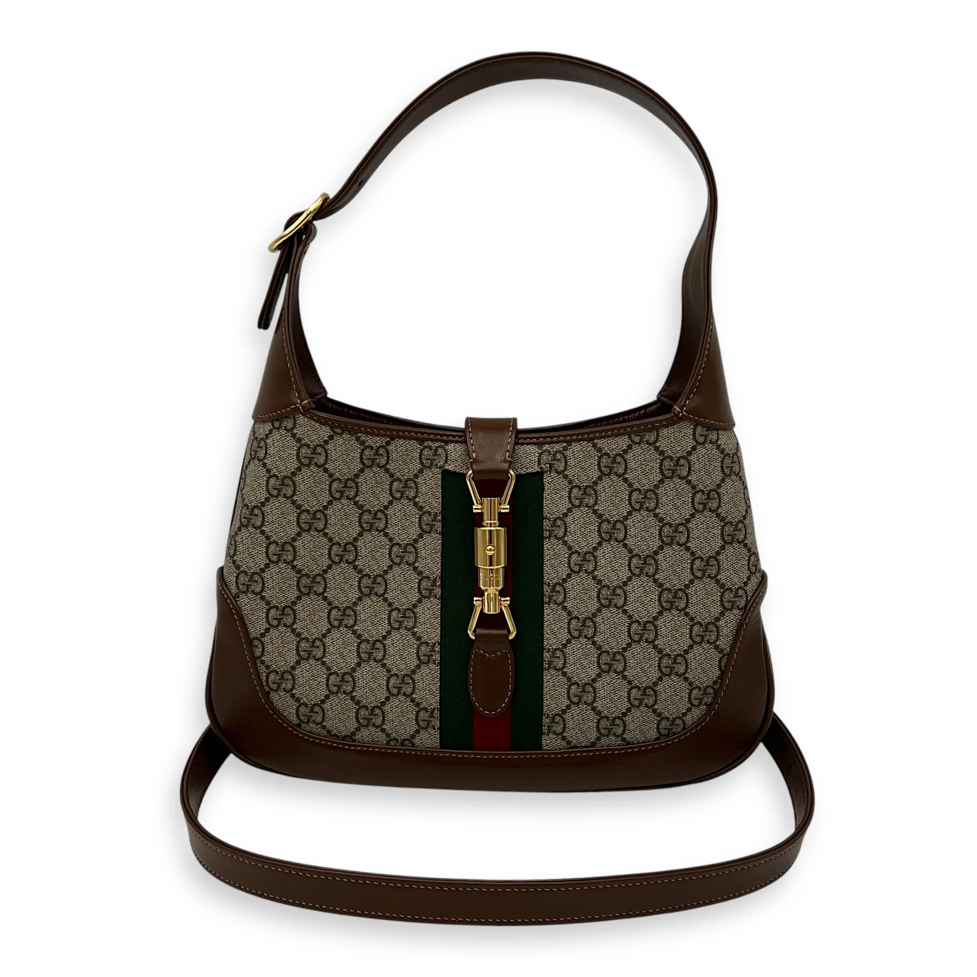Jackie 1961 Shoulder Bag Brown in Coated Canvas, Gold hardware