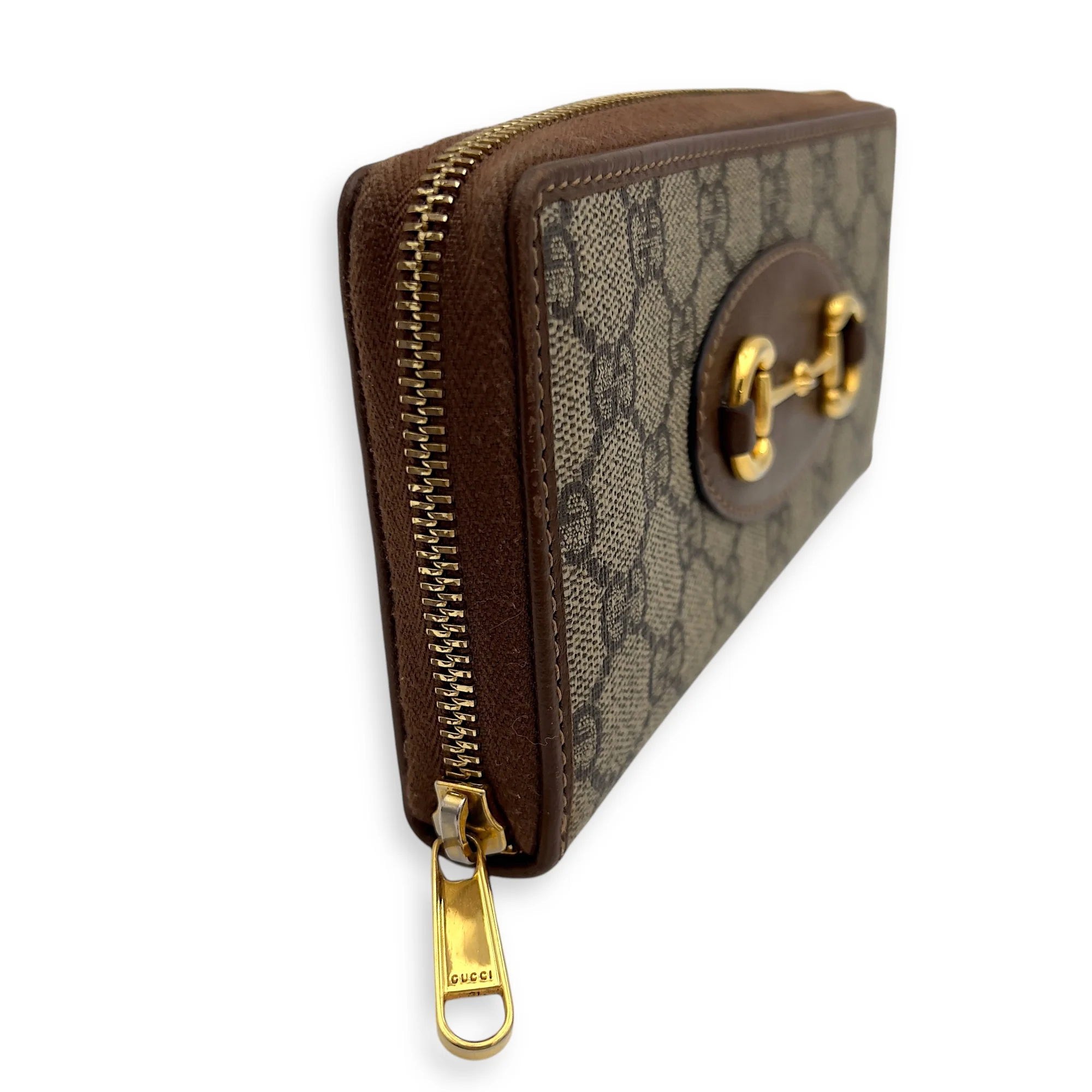 Horsebit 1955 Wallet Brown in Monogram Coated Canvas, Gold hardware