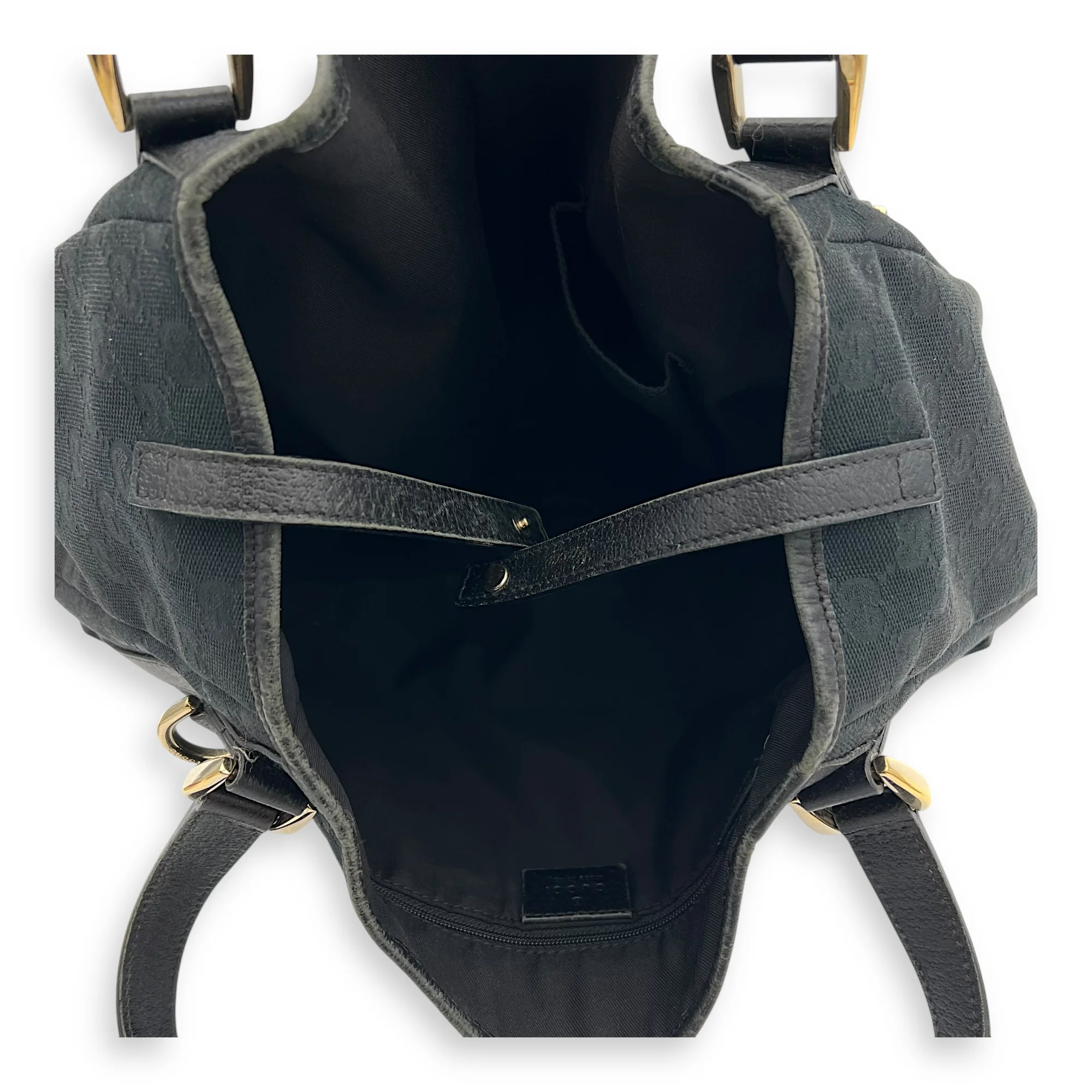 GG Shoulder Bag Black in Canvas, Gold hardware