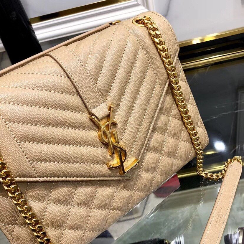 YSL ENVELOPE MEDIUM BAG IN MIX MATELASSÉ GRAIN DE POUDRE EMBOSSED LEATHER