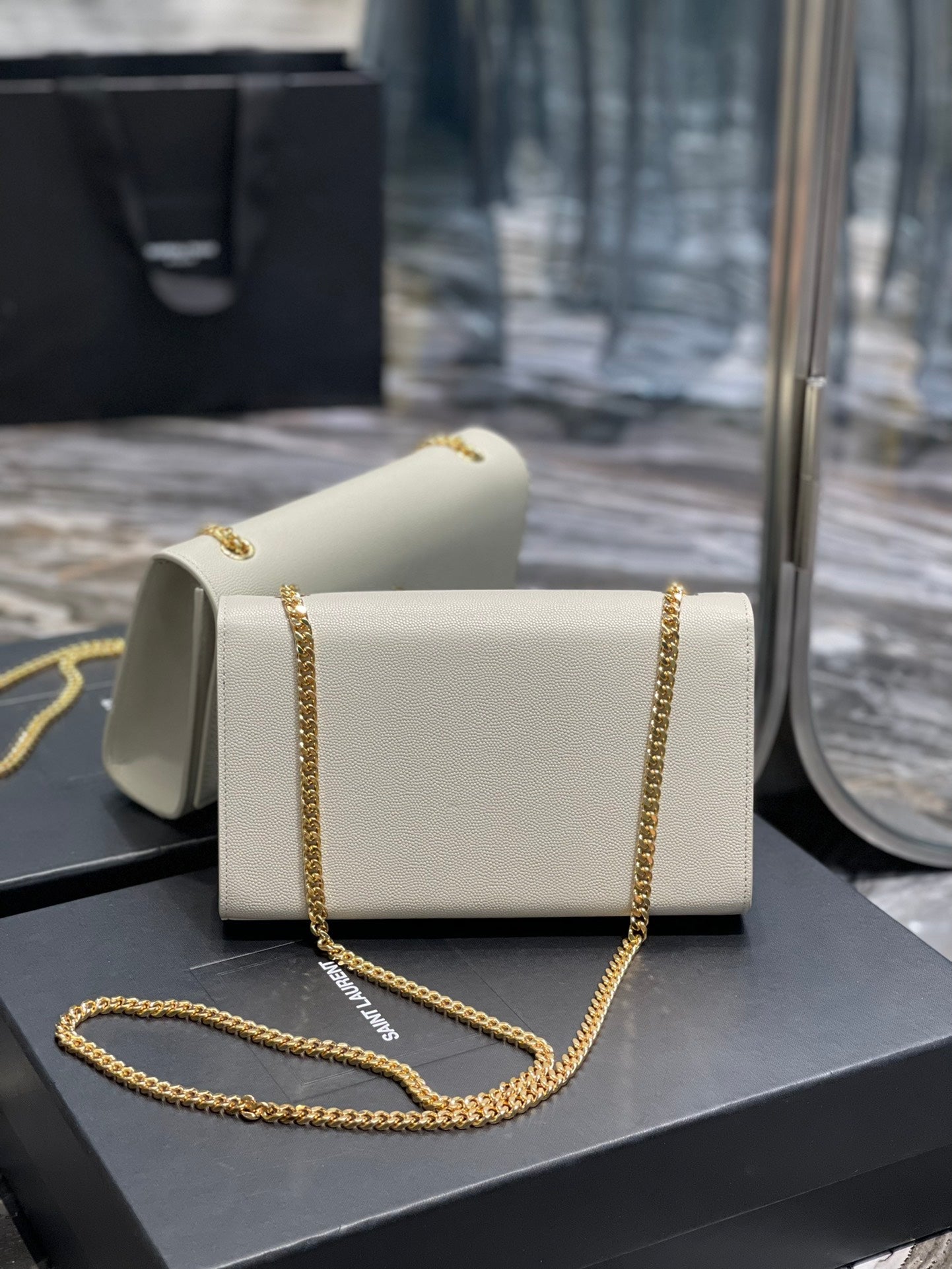 YSL Kate Medium In Grain Poudre embossed Leather Bag