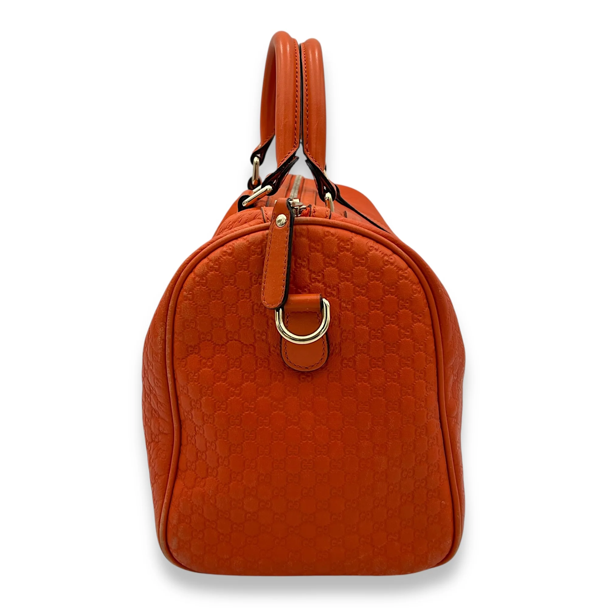 Boston Top Handle Bag Orange in Guccissima Leather, Gold hardware