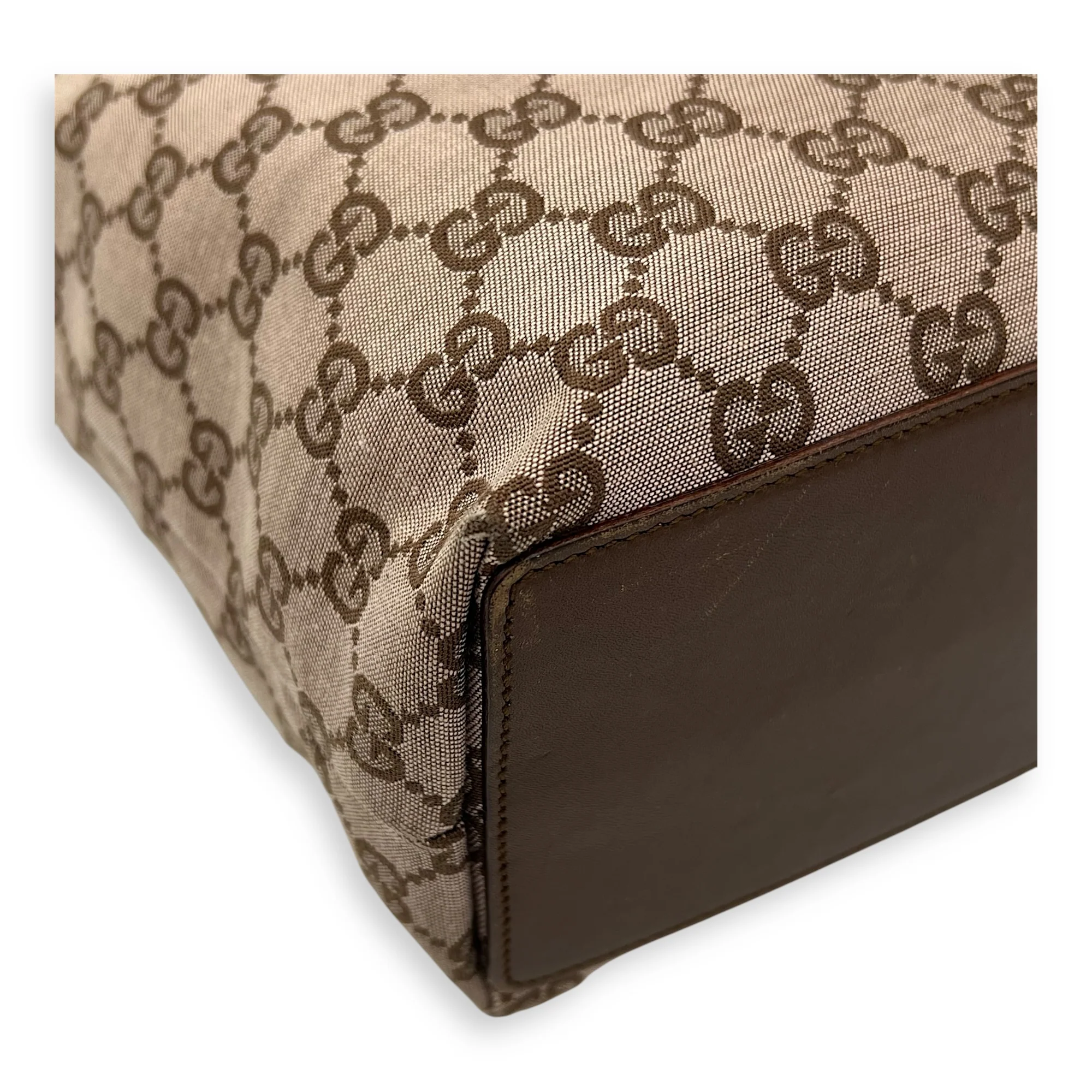 GG Tote Bag Brown in Canvas, Gold hardware