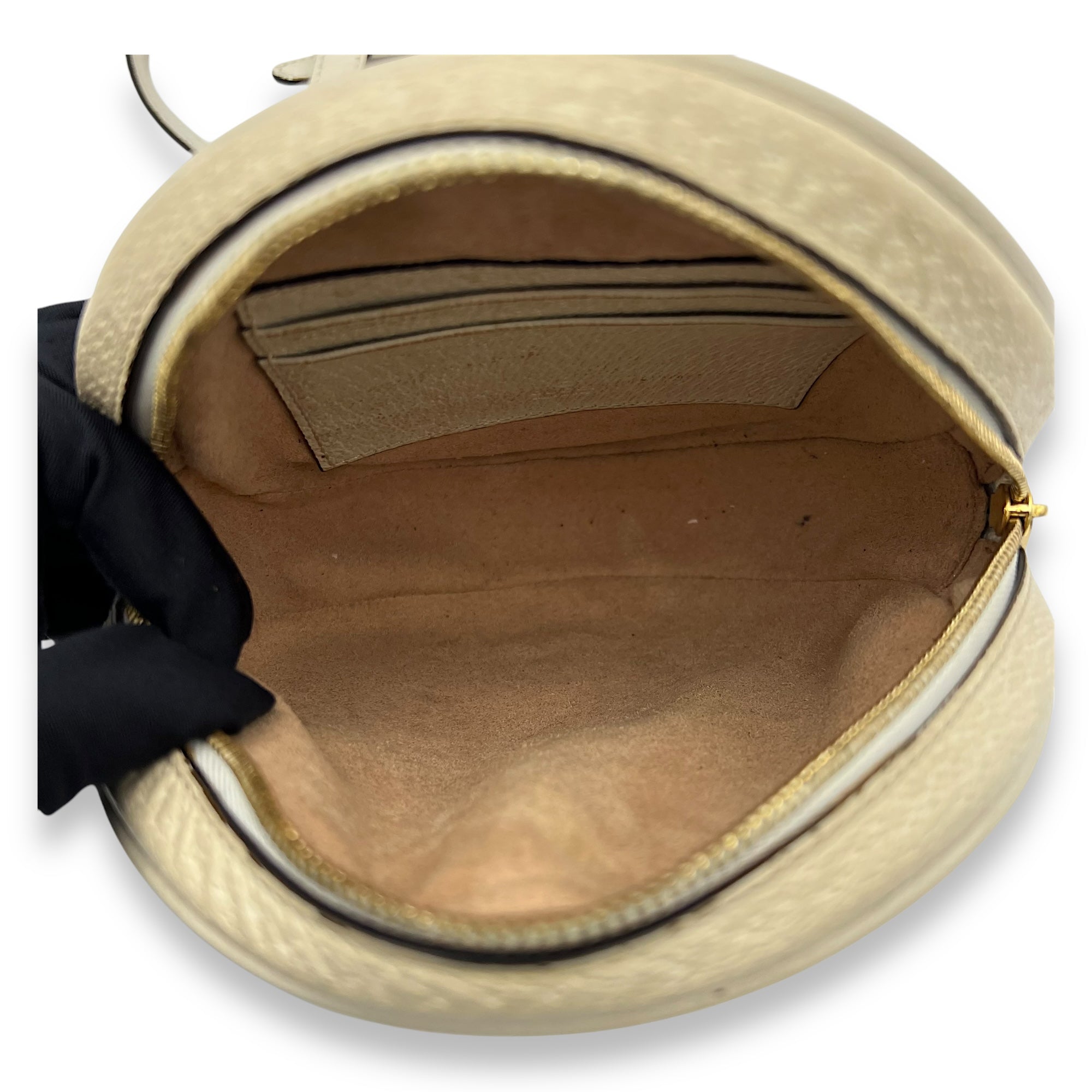 Ophidia Round Crossbody Bag White in Calfskin, Gold hardware