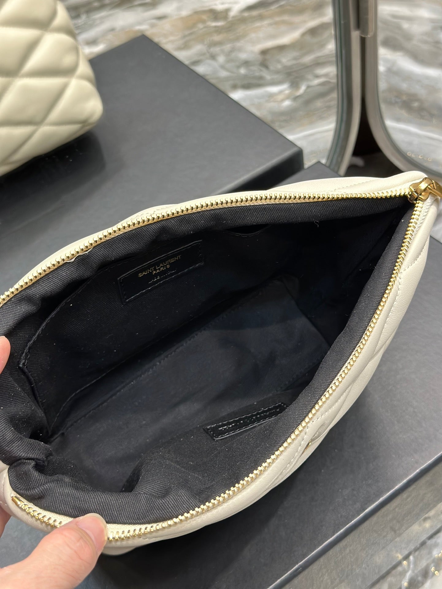 YSL Sade Quilted Leather Pouch