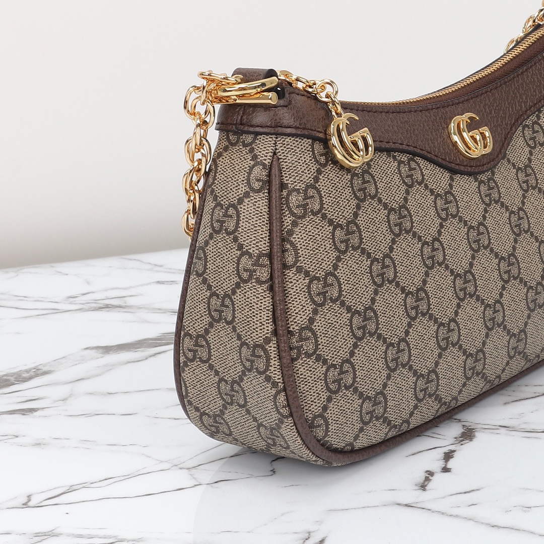 Gucci Ophidia Collection Small Handbag with Extra Strap - Beige And Dark Brown Bag