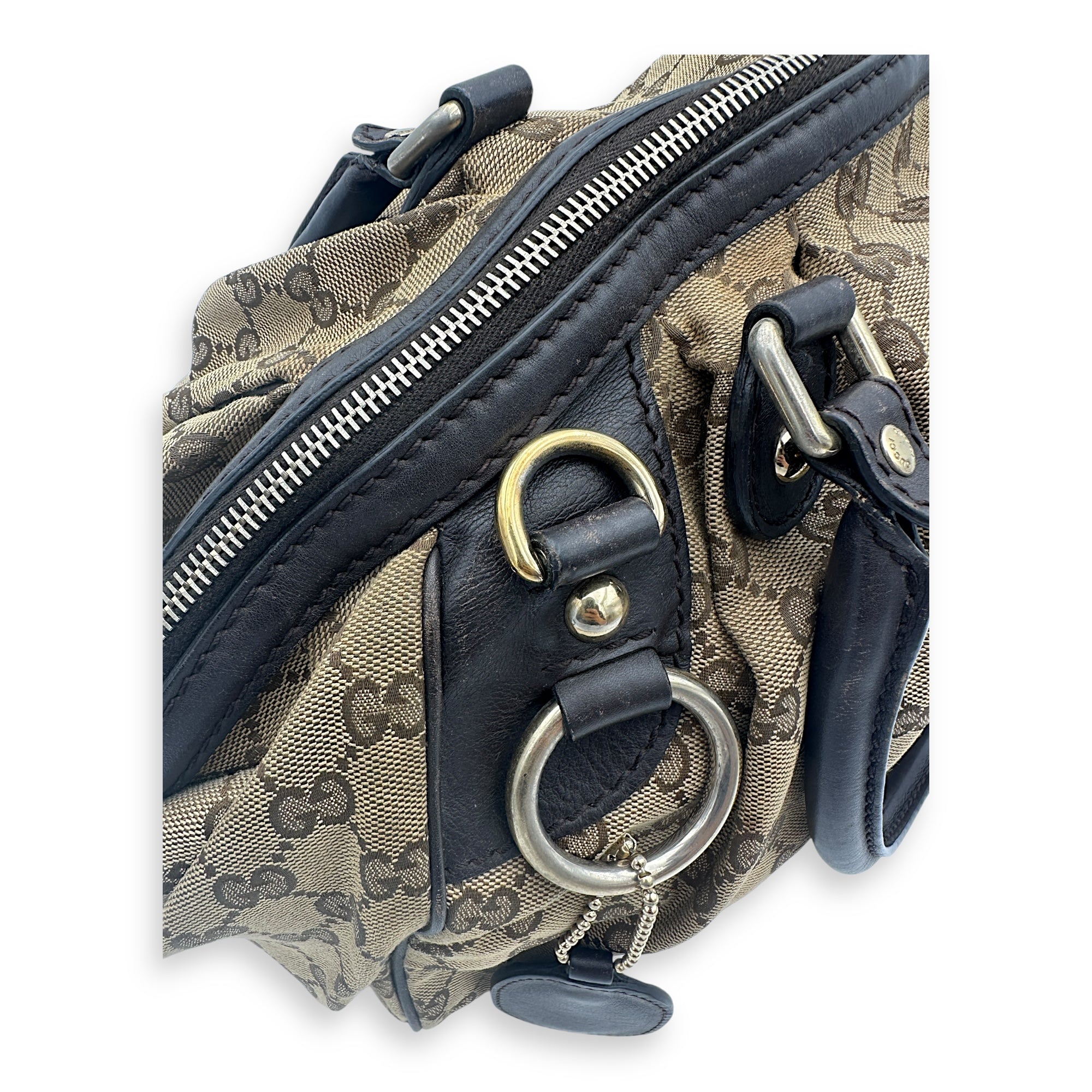 Sukey Top Handle Bag Brown in Canvas, Gold hardware