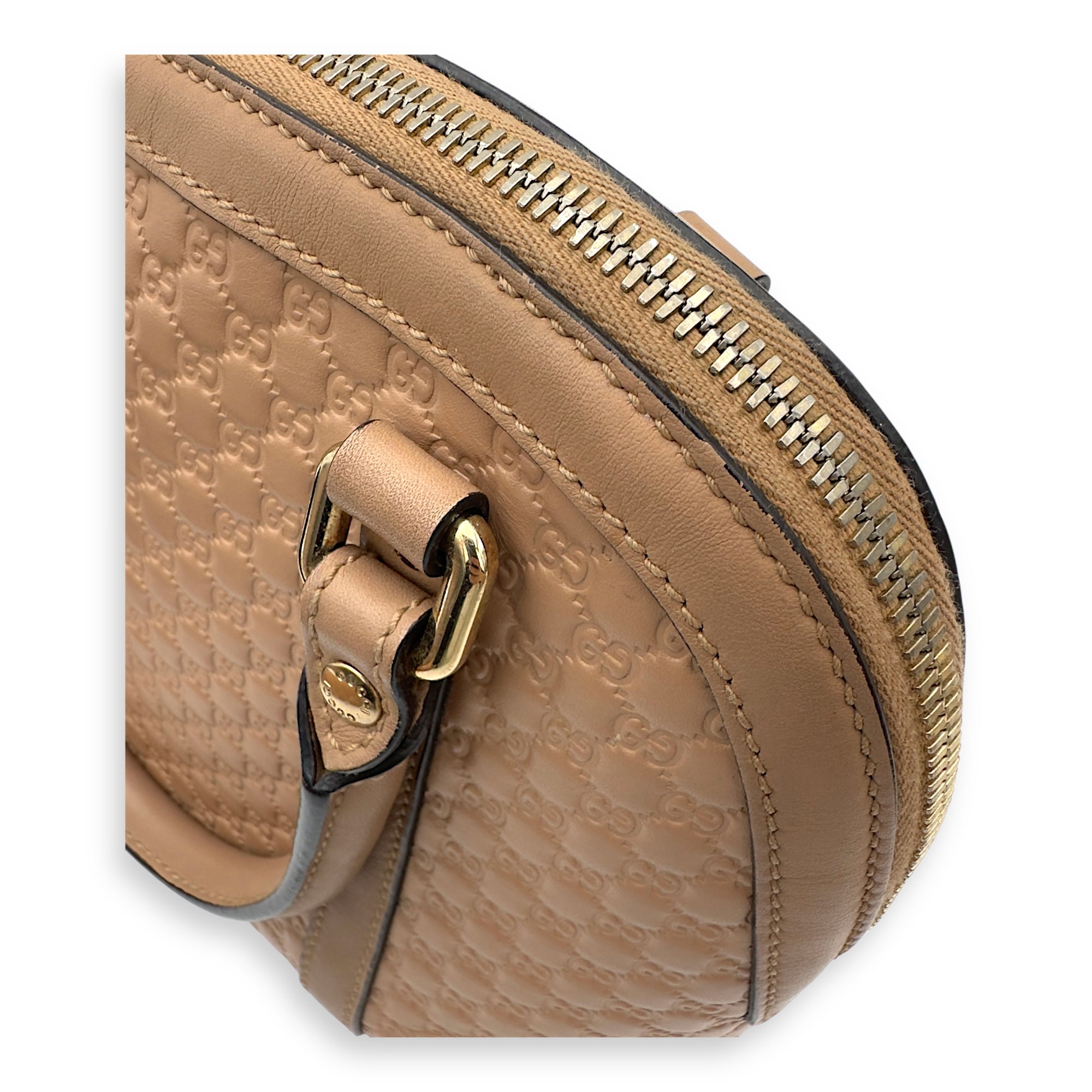 Dome Top Handle Bag Beige in Calfskin, Gold hardware