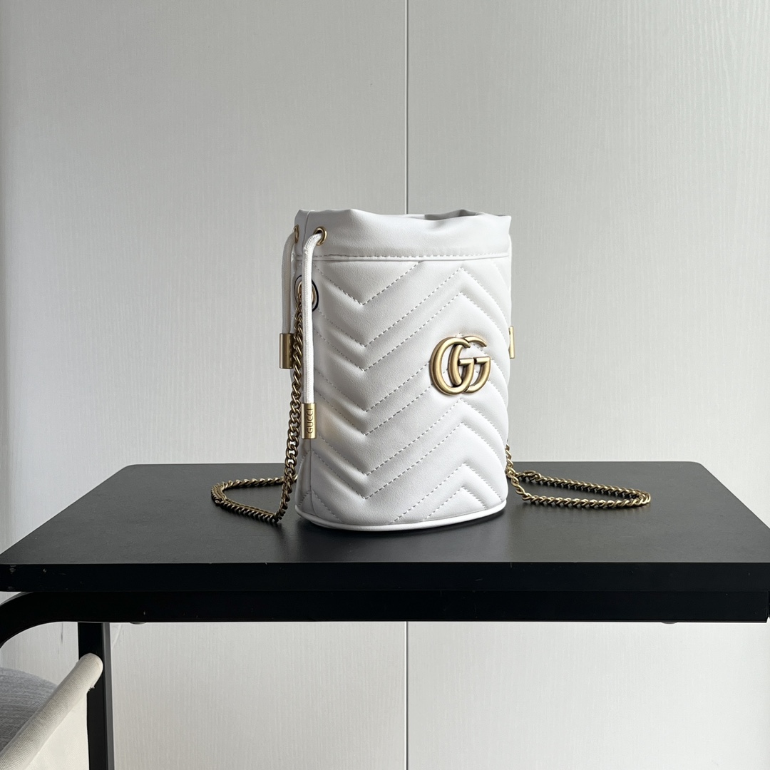 Gucci GG marmont mini bucket bag White - Bag