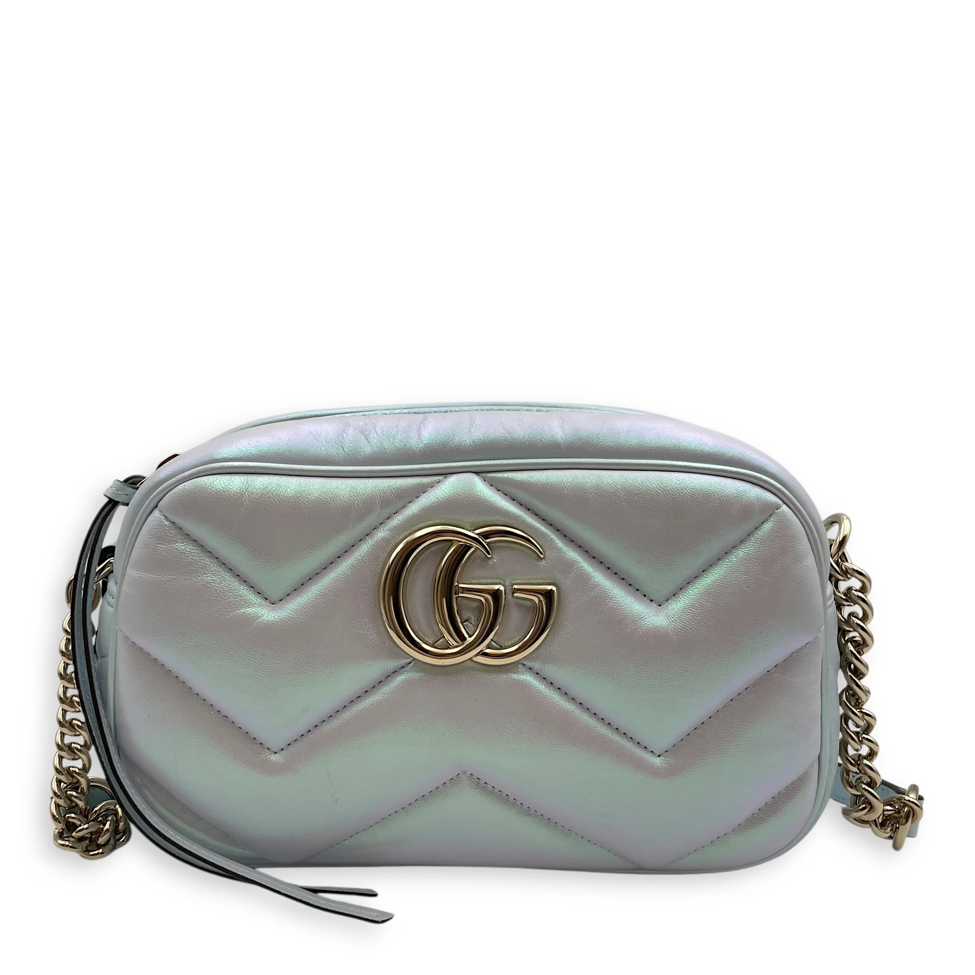 Marmont 24x14x7cm Blue Camera Bag in Calfskin, Gold hardware