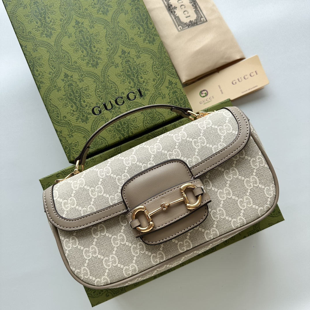 Gucci Horsebit 1955 Small Grey Shoulder Bag