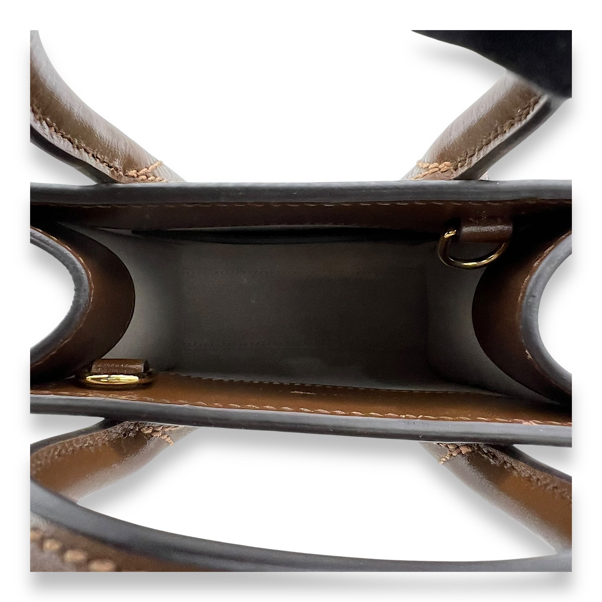 Interlocking G Top Handle Bag Brown in Coated Canvas, Gold hardware
