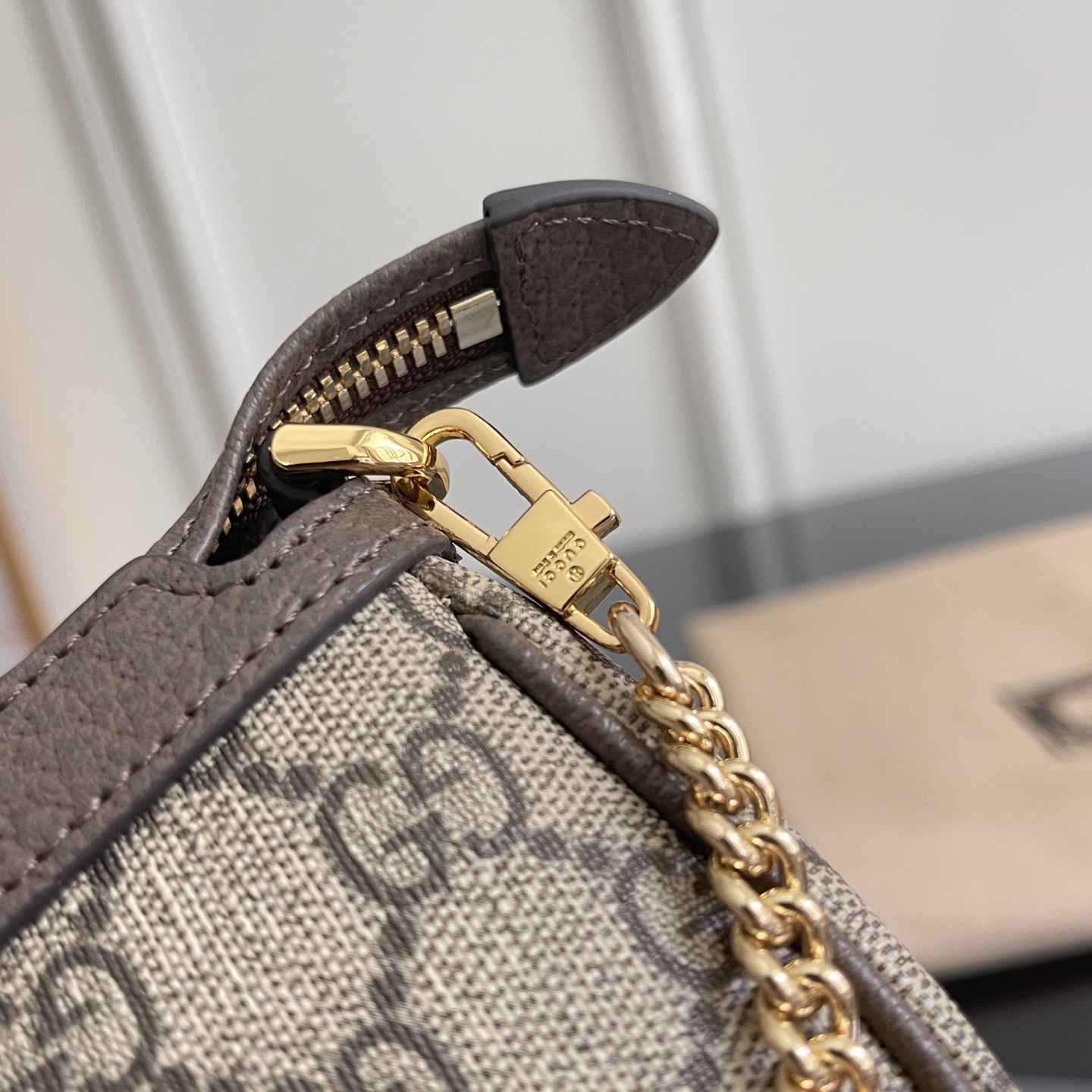 [TOP]Gucci Ophidia Collection Small Handbag - Beige And Dark Brown Bag