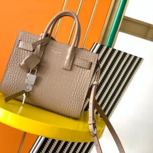 YSL Classic Sac De Jour Nano In Crocodile Shiny Embossed Leather
