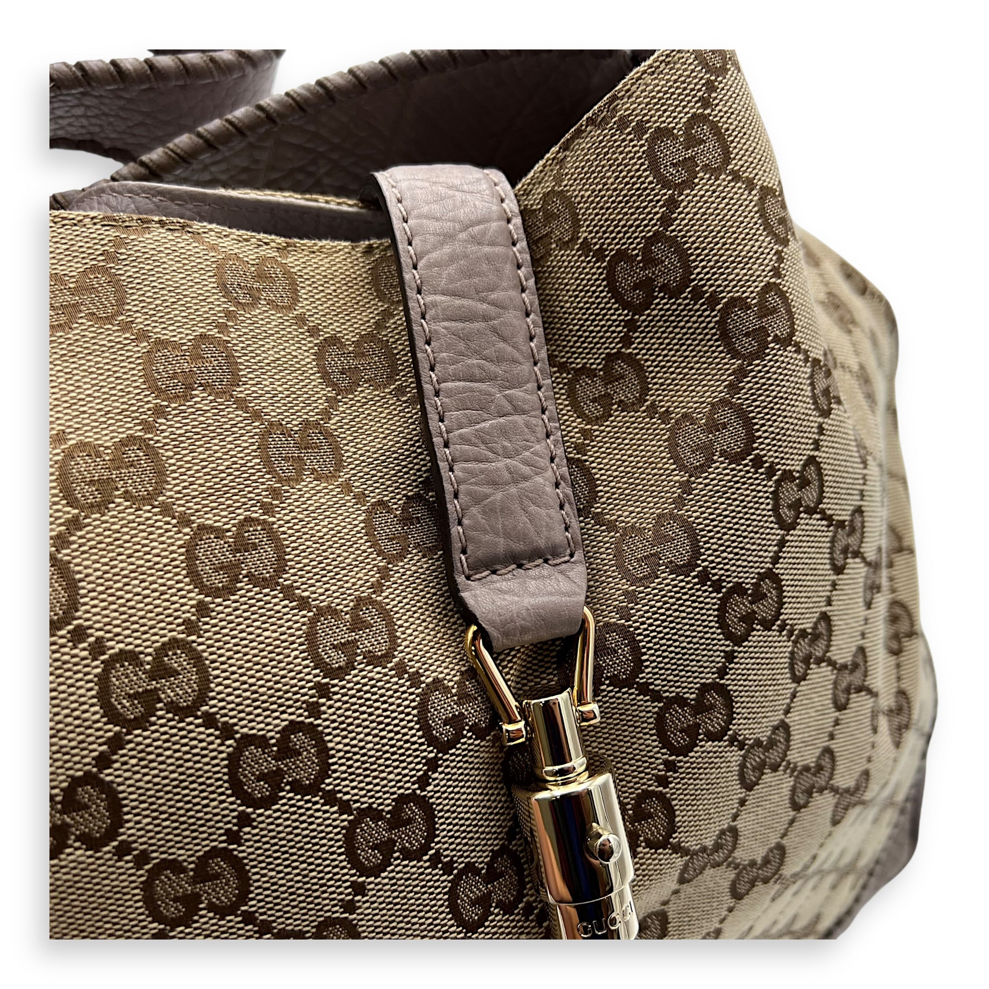 Jackie 1961 Shoulder Bag Brown in Canvas, Gold hardware