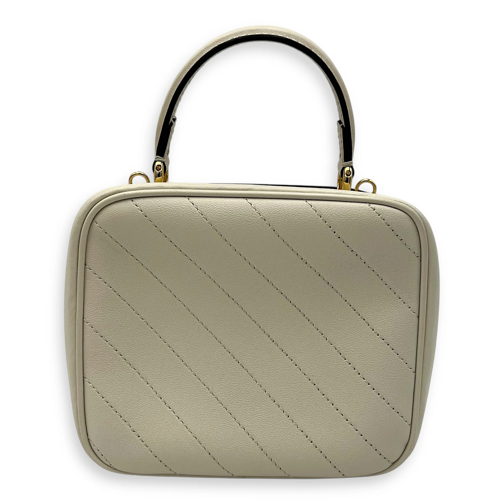 Blondie Top Handle Bag White in Calfskin, Gold hardware