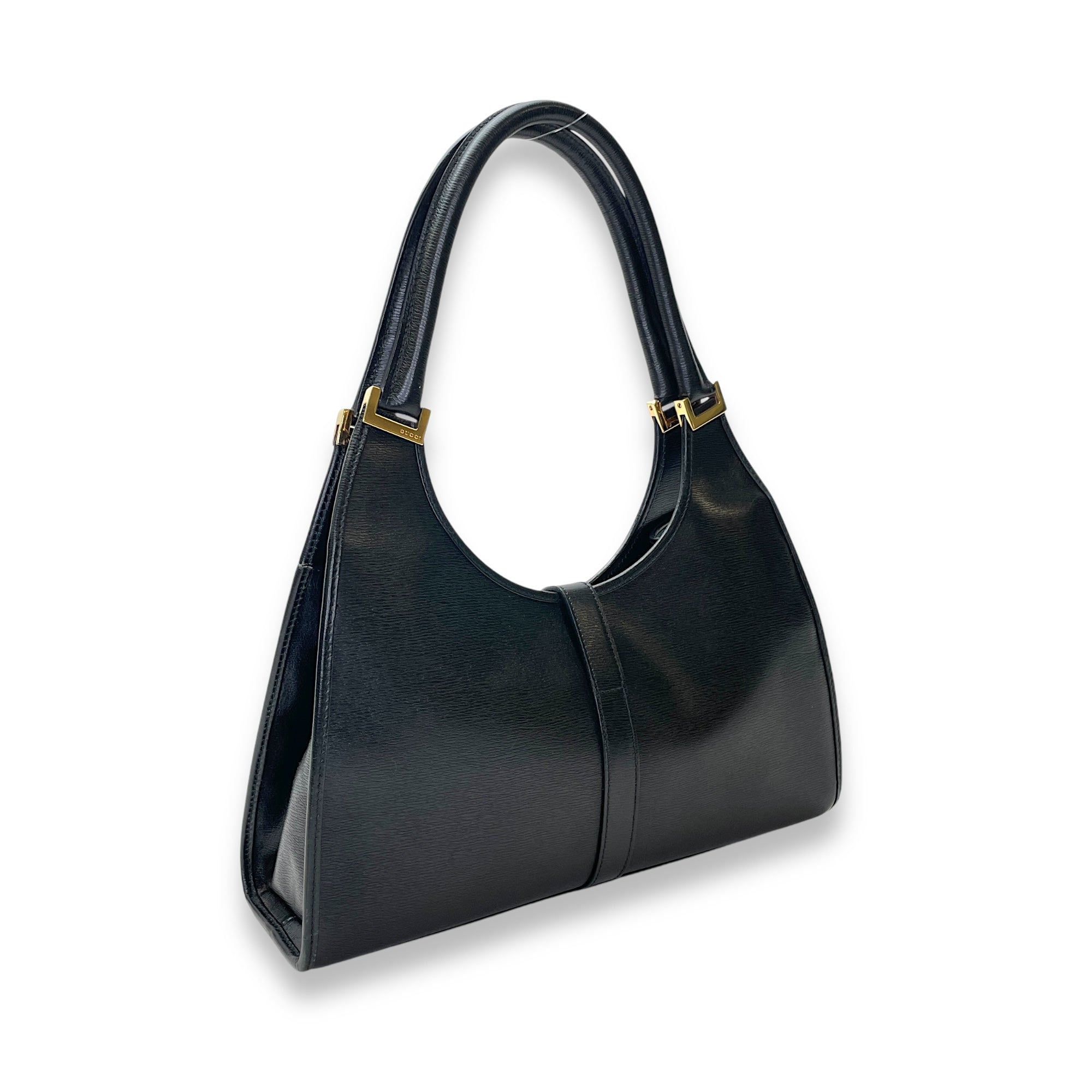Jackie Shoulder Bag Black in Calfskin, Gold hardware