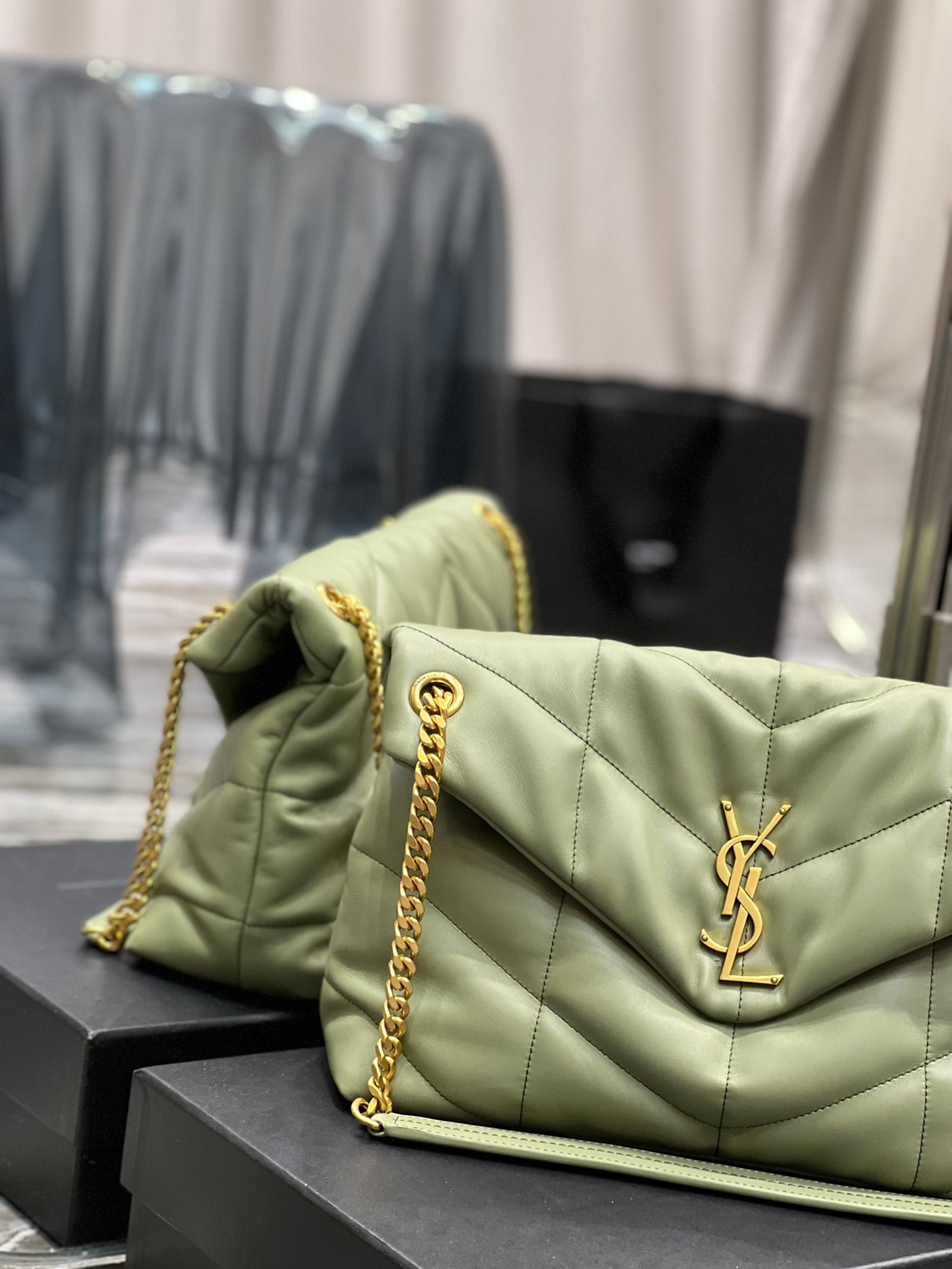 YSL PUFFER MEDIUM BAG IN QUILTED LAMBSKIN