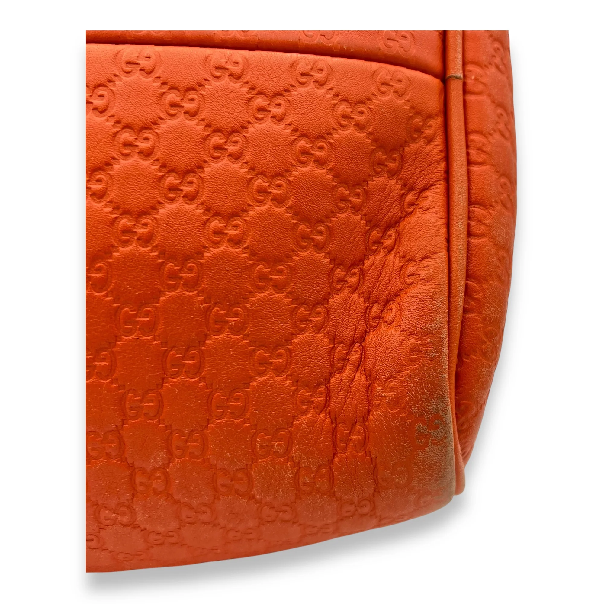 Boston Top Handle Bag Orange in Guccissima Leather, Gold hardware