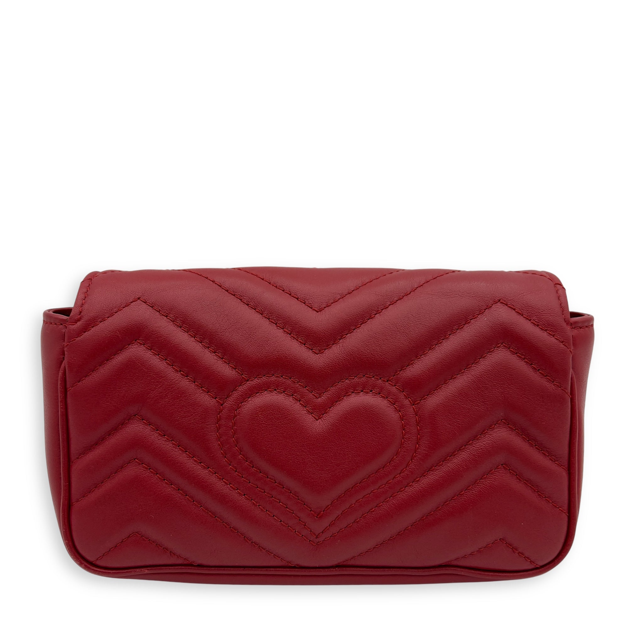 GG Marmont Crossbody Bag Mini Red in Calfskin, Gold hardware