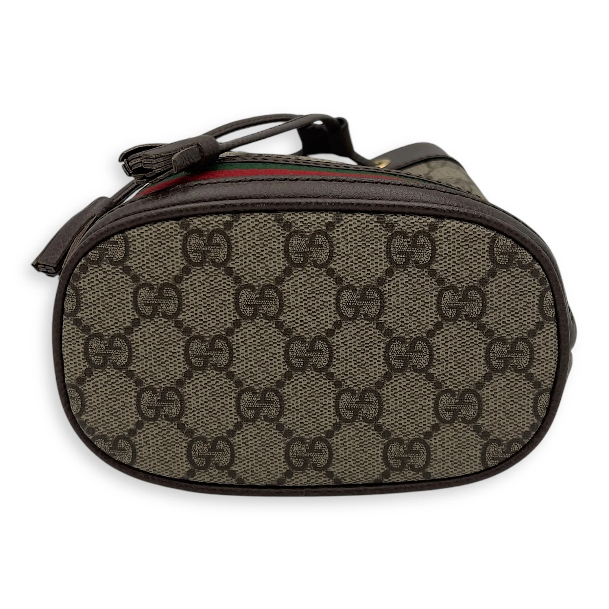 Ophidia Bucket Bag Brown in Coated Canvas, Gold hardware
