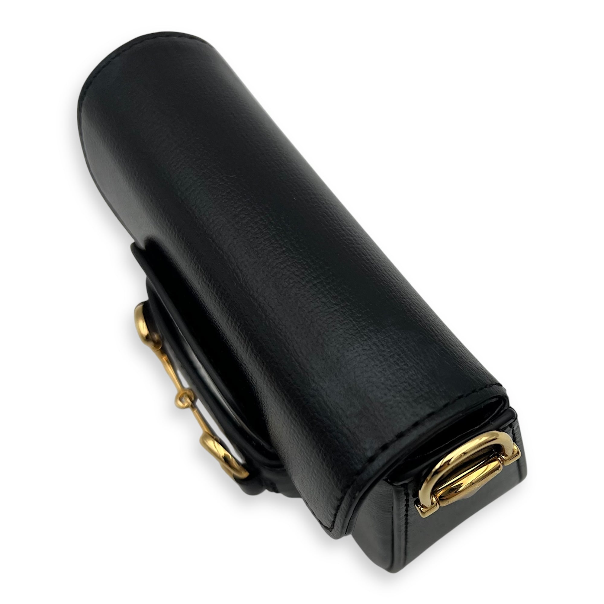 Horsebit 1955 Wallet On Chain Black in Calfskin, Gold hardware