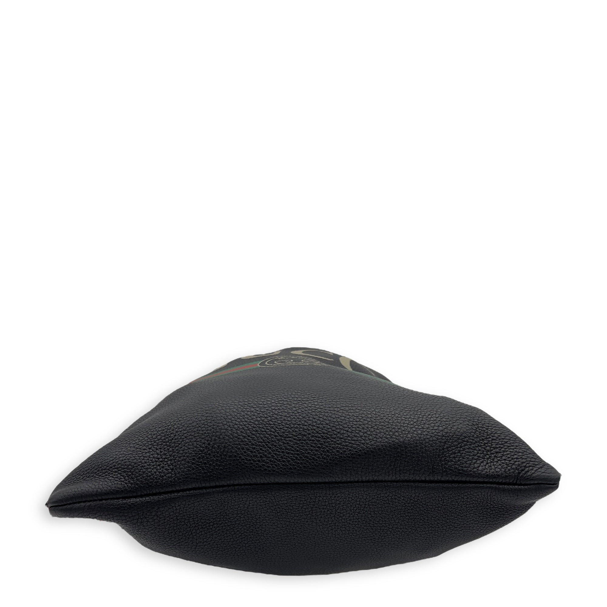 Logo Black Drawstring Backpack in Calfskin