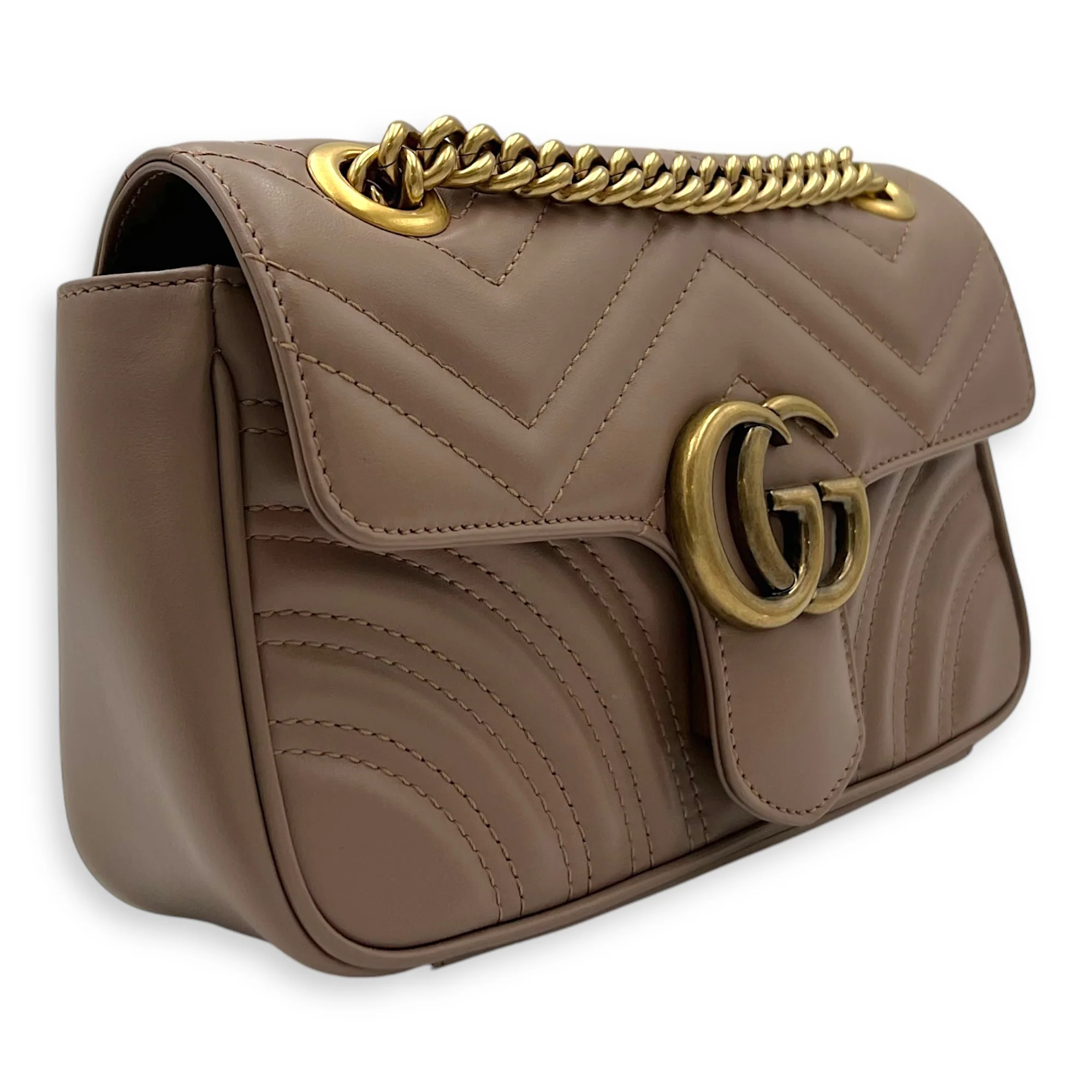 GG Marmont Mini Shoulder bag in Calfskin, Gold Hardware