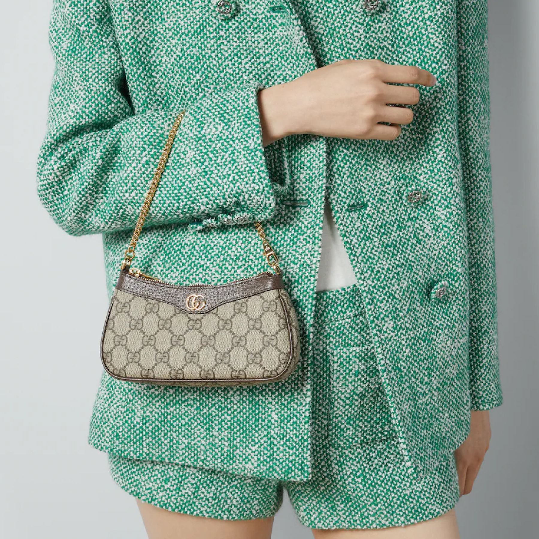 [TOP]Gucci Ophidia Collection Small Handbag - Beige And Dark Brown Bag