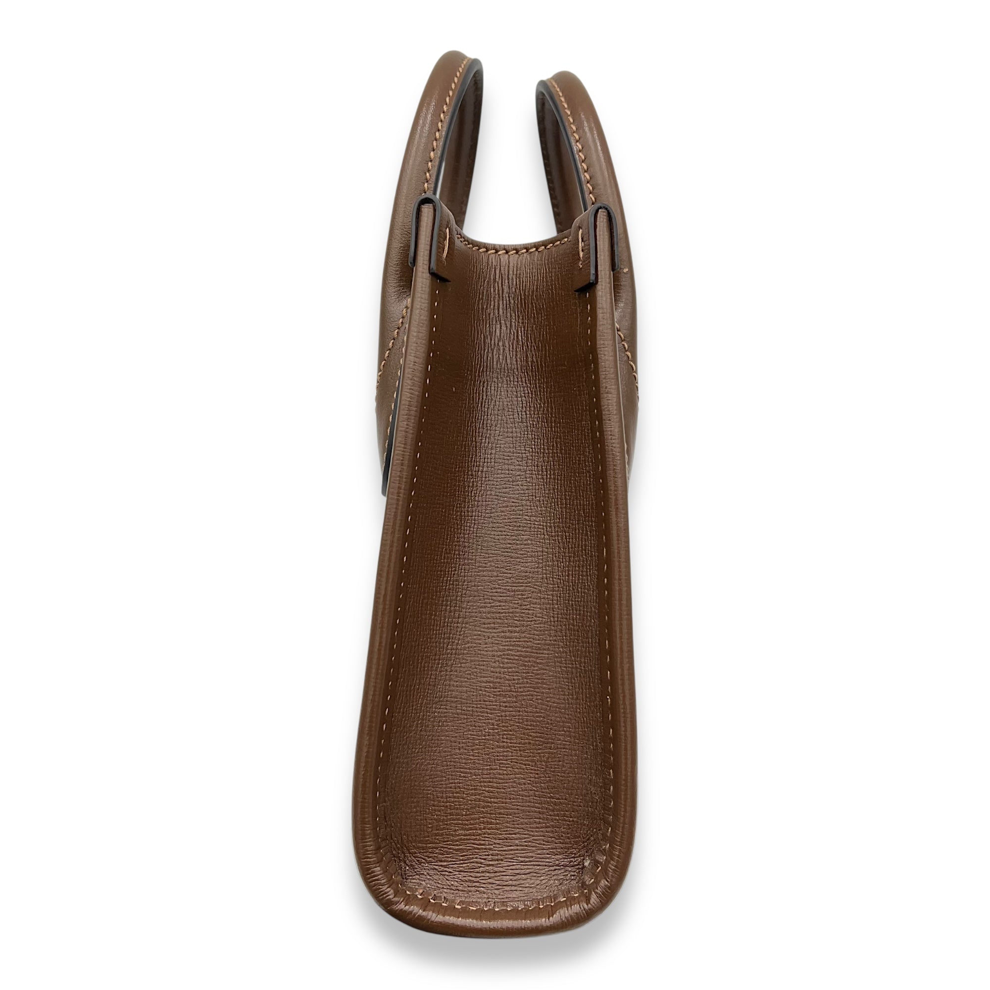 Interlocking G Top Handle Bag Brown in Coated Canvas, Gold hardware