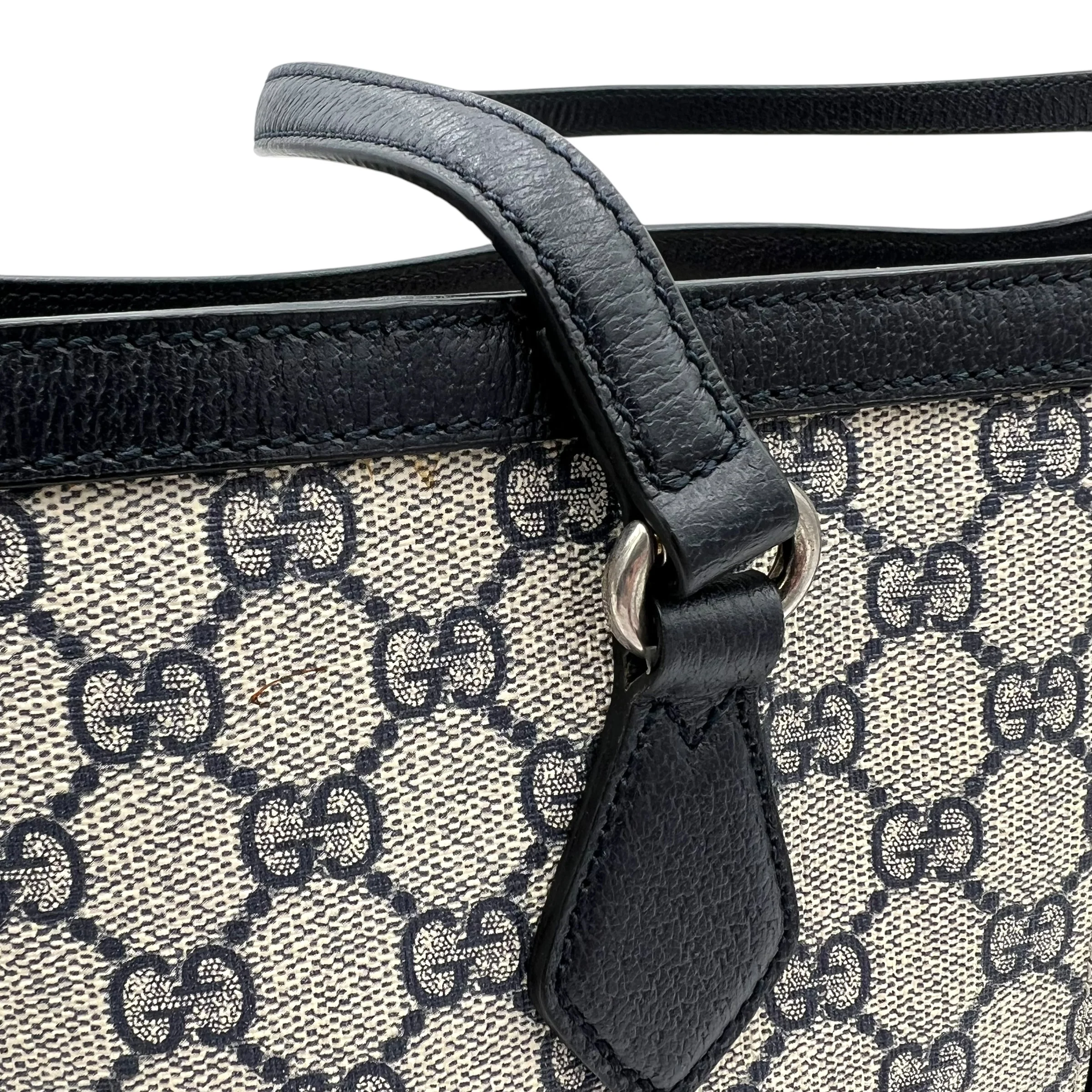 Ophidia Tote Bag Blue in Coated Canvas, Silver hardware