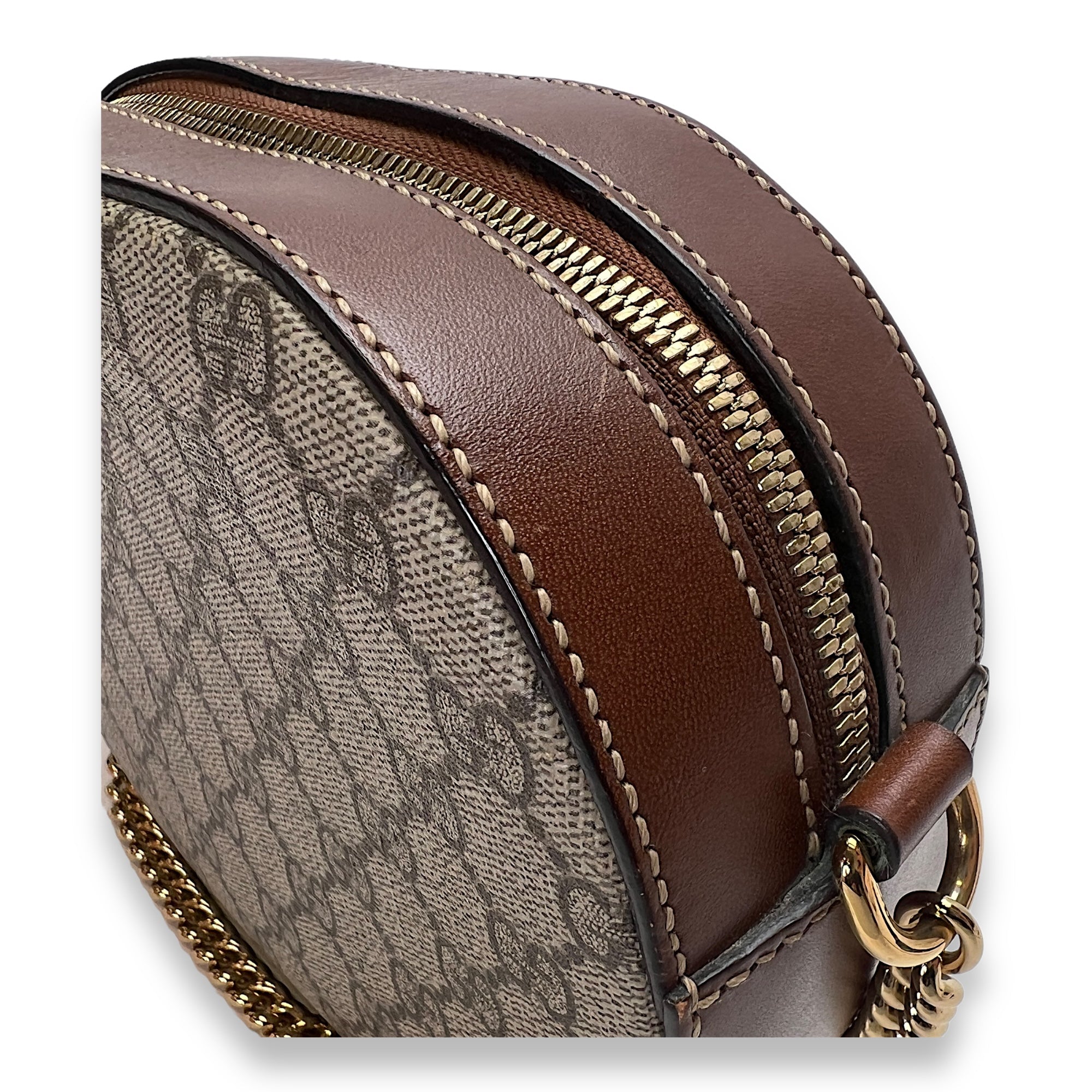 GG supreme Crossbody Bag Brown in Coated Canvas , Gold Hardware