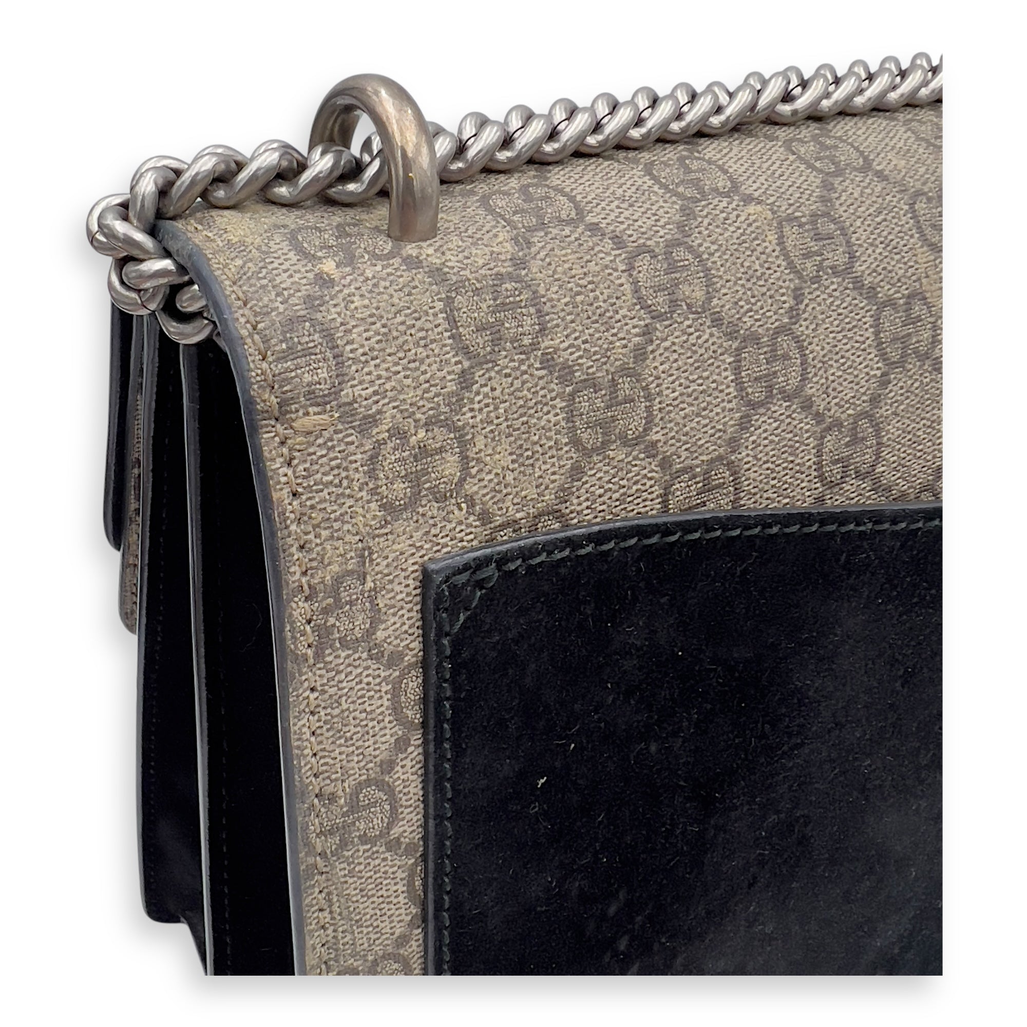 Dionysus Shoulder Bag Beige in Coated Canvas, Silver hardware