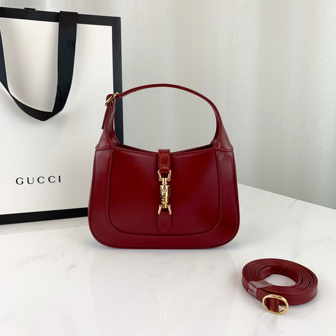 GUCCI Boarded Dyana Lux Calfskin Mini Jackie 1961 Hobo New Cherry Red - Bag