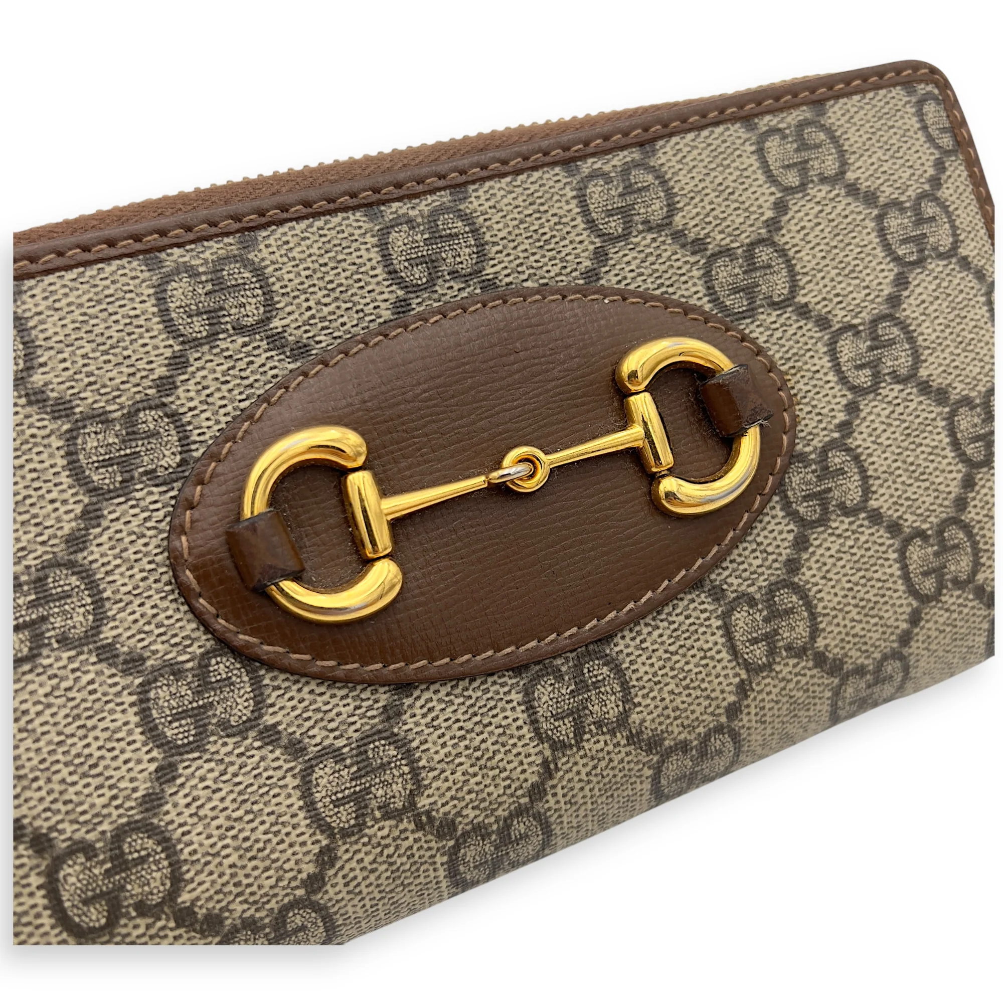 Horsebit 1955 Wallet Brown in Monogram Coated Canvas, Gold hardware
