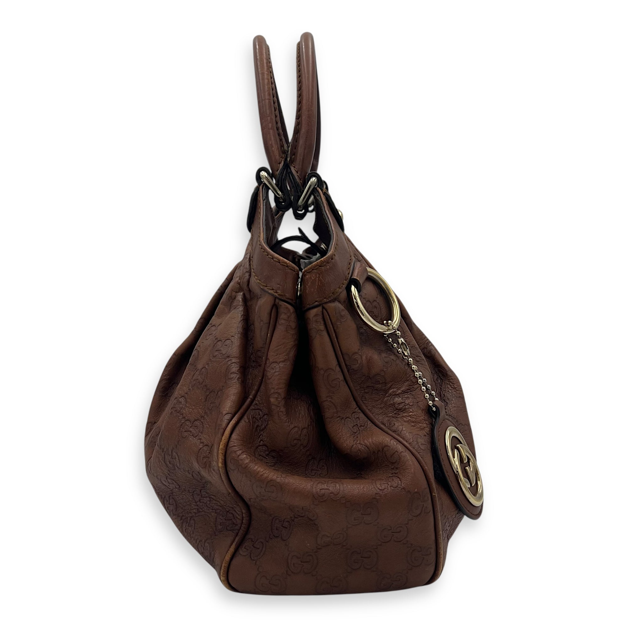 Shukey Shoulder Bag Brown in Calfskin, Gold hardware