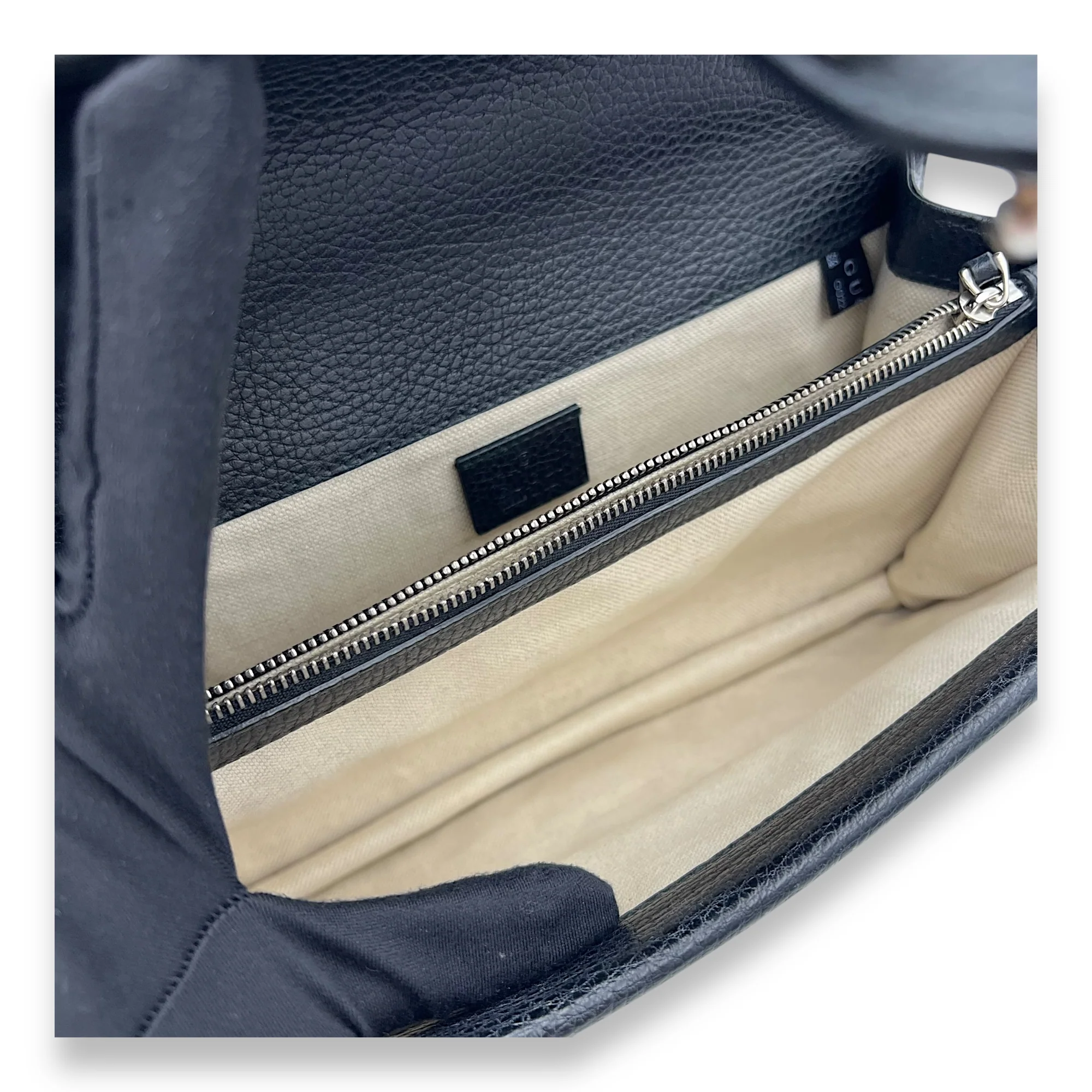 Dionysus Shoulder Bag Black in Calfskin, Silver hardware