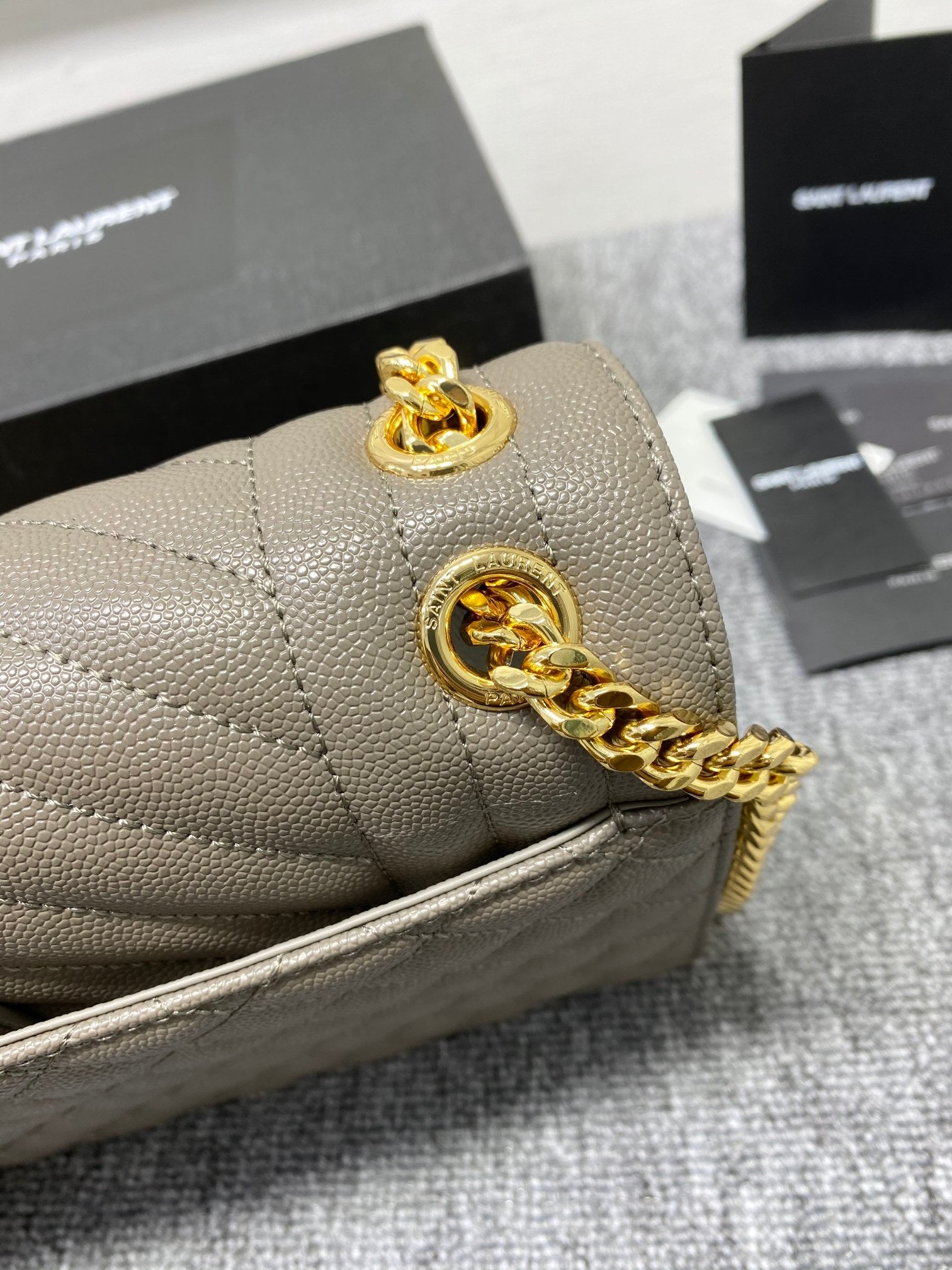 YSL Envelope Medium Bag In Mix Matelasse Grain De Poudre Embossed Leather