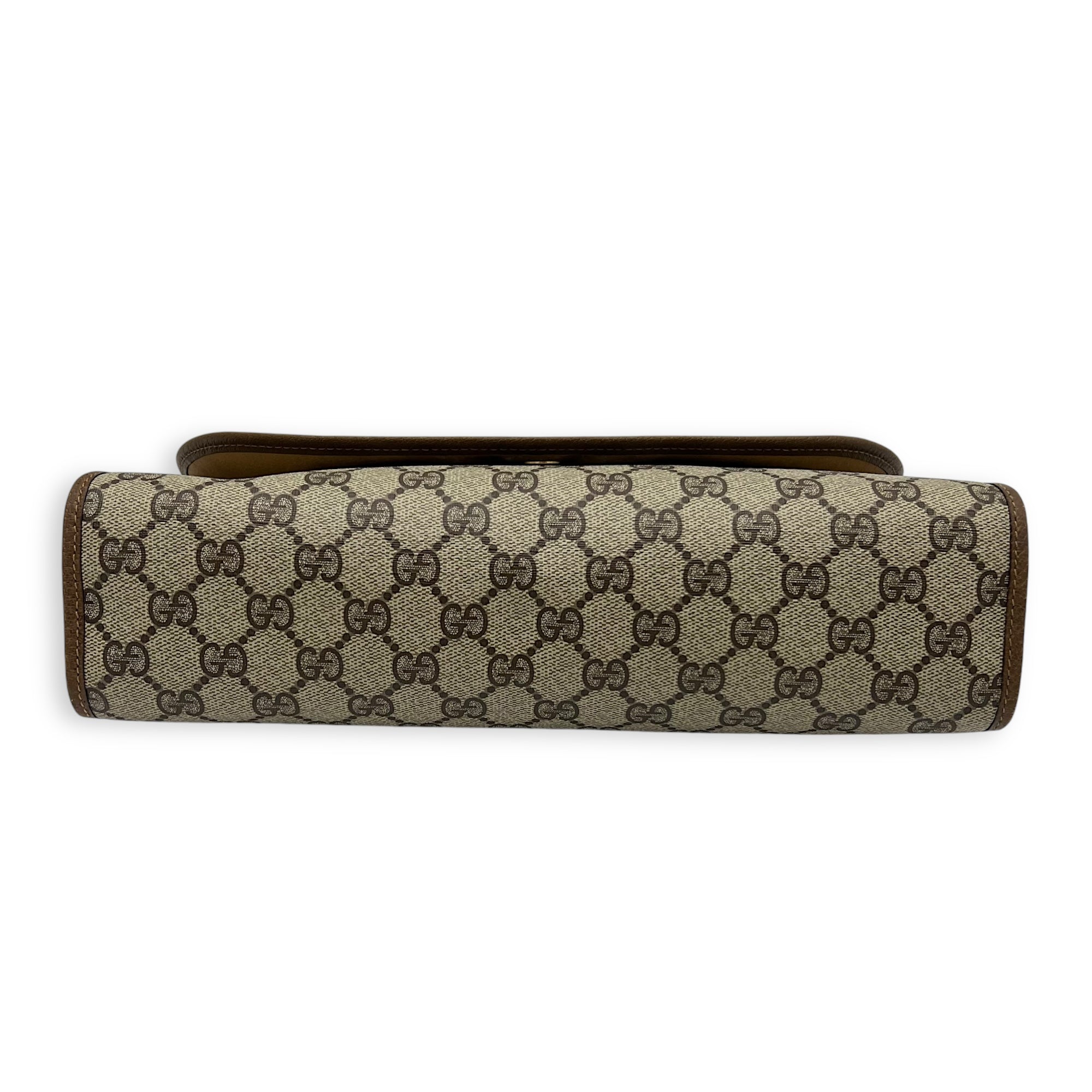 Vintage Clutch Brown in Coated Canvas, Gold hardware