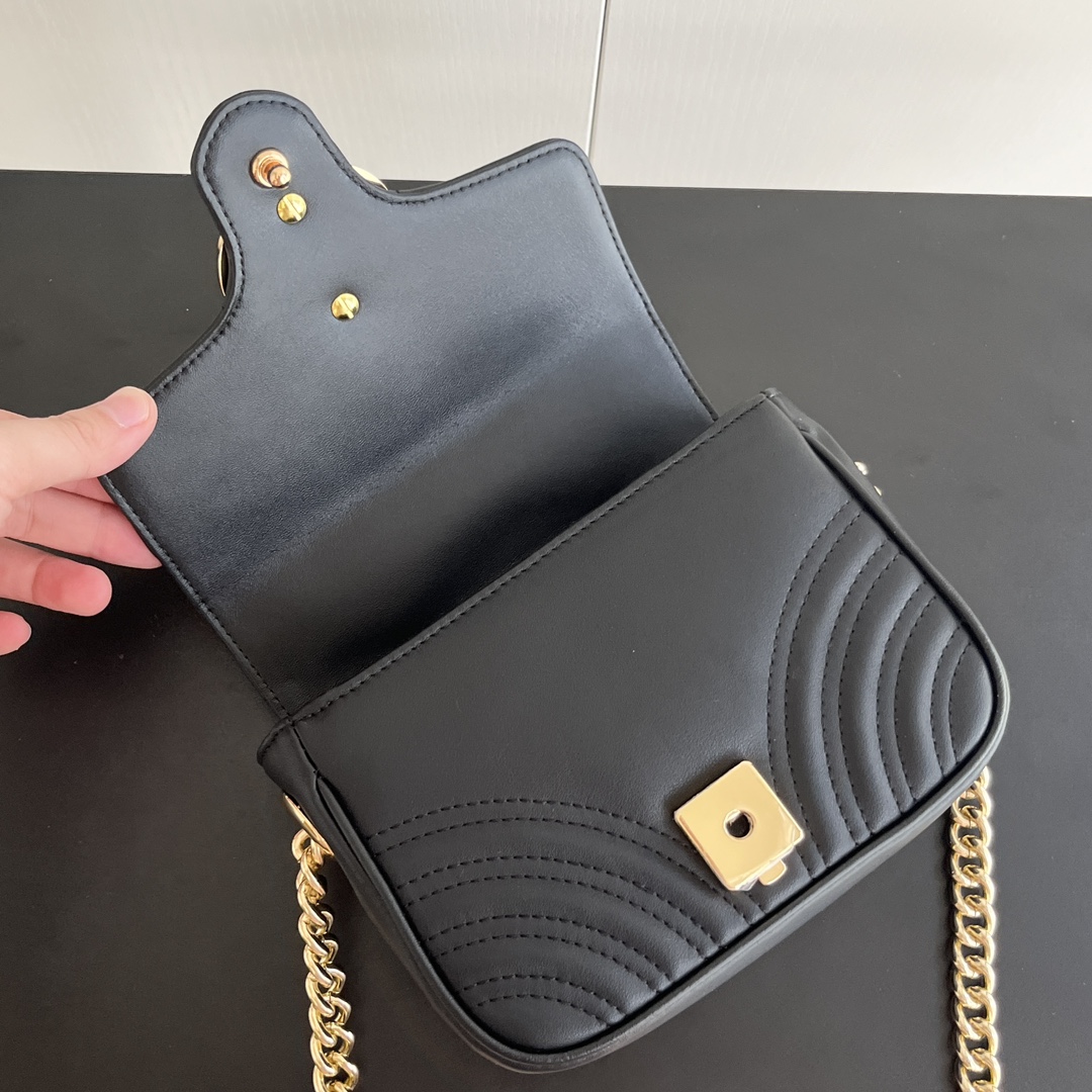 Gucci GG Marmont Mini Top Handle Bag-Black - Bag