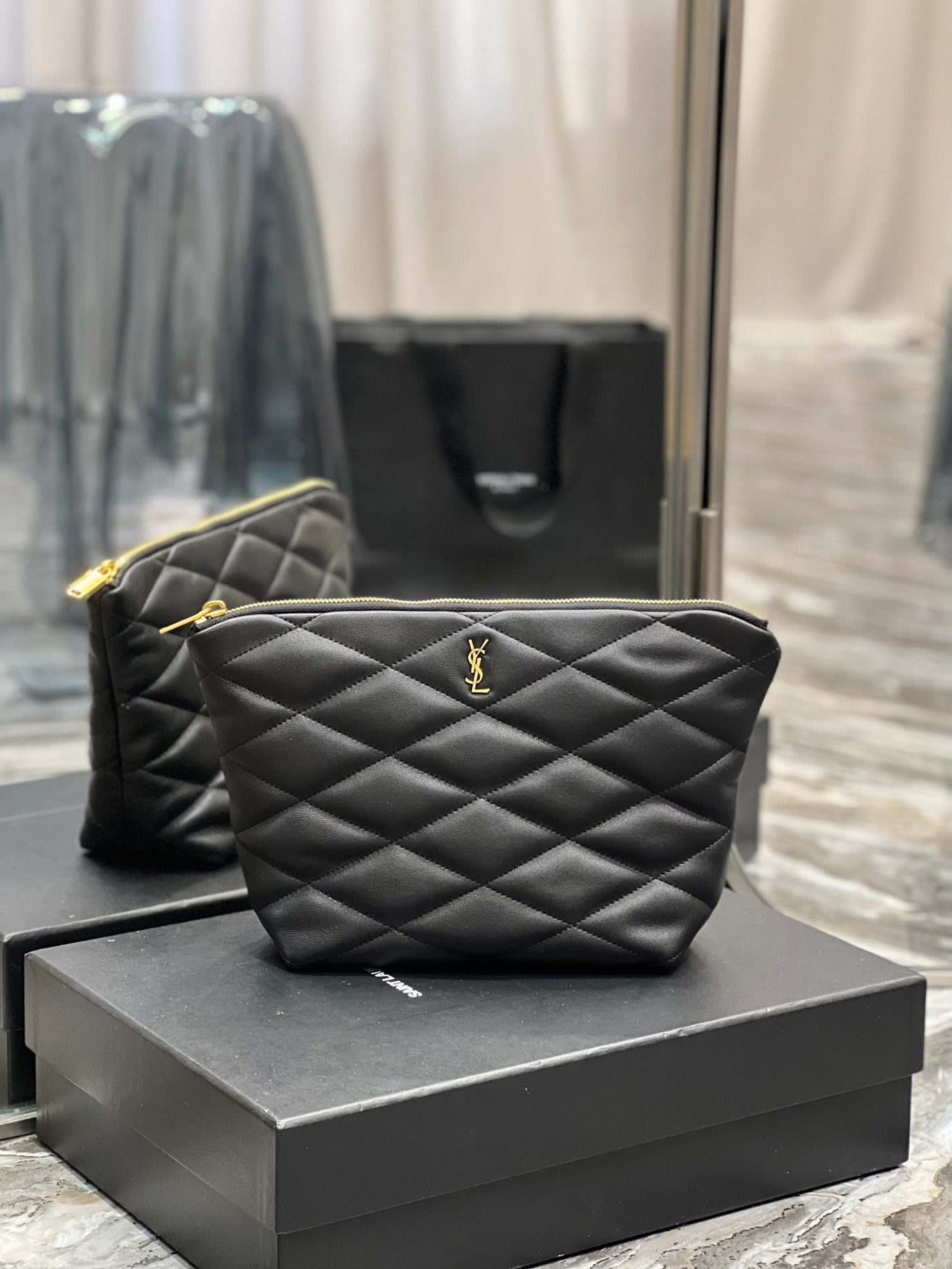 YSL Sade Quilted Leather Pouch
